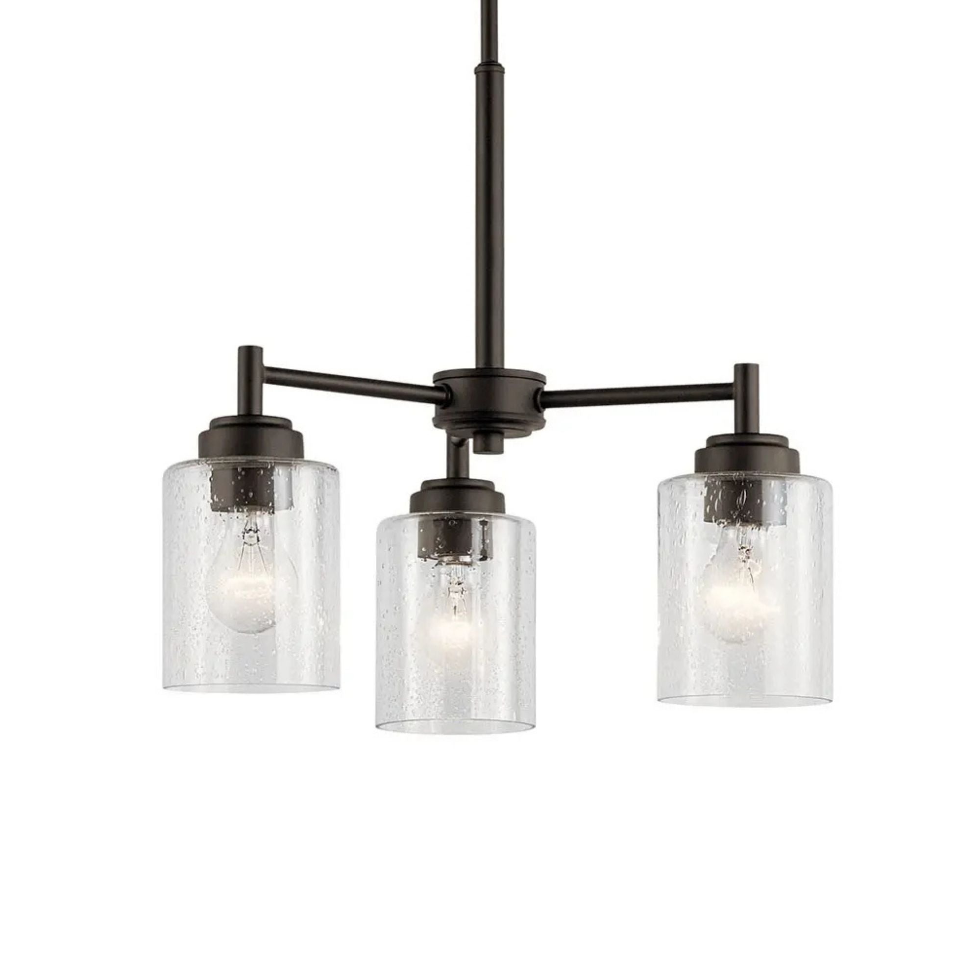 Kichler Winslow 18 in. 3-Light Chandelier, Olde Bronze with Glass Shade