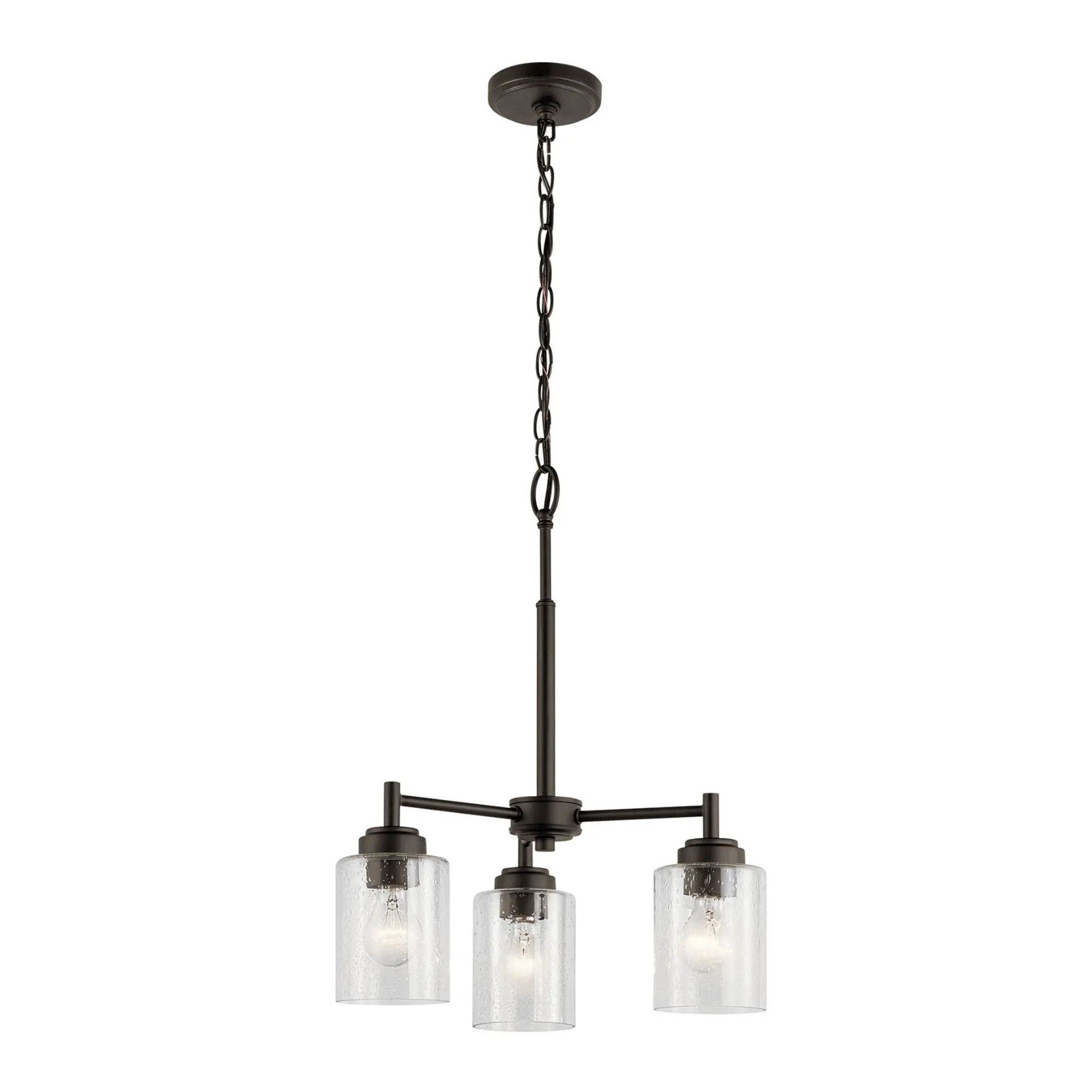 Kichler Winslow 18 in. 3-Light Chandelier, Olde Bronze with Glass Shade