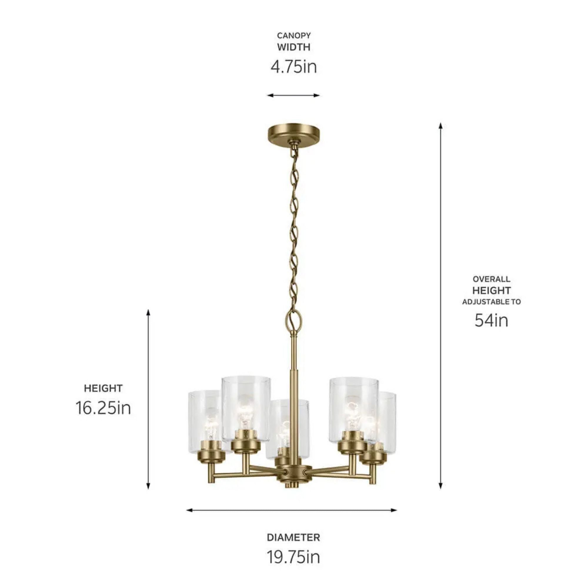 Kichler Winslow 19.75 in. 5-Light Chandelier, Natural Brass