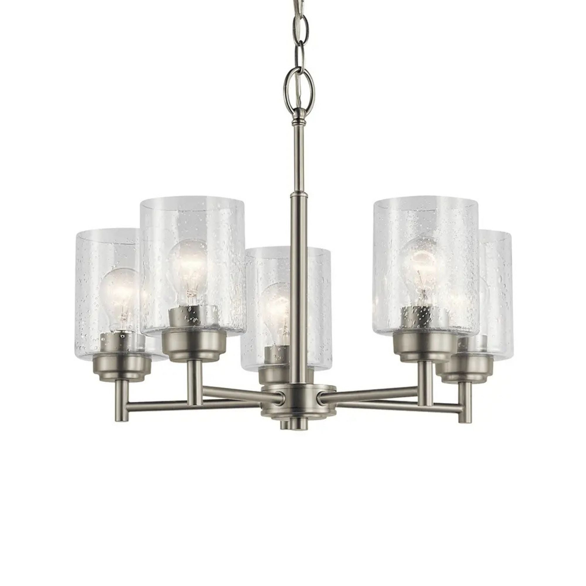 Kichler Winslow 19.75 in. 5-Light Chandelier, Brushed Nickel with Clear Glass