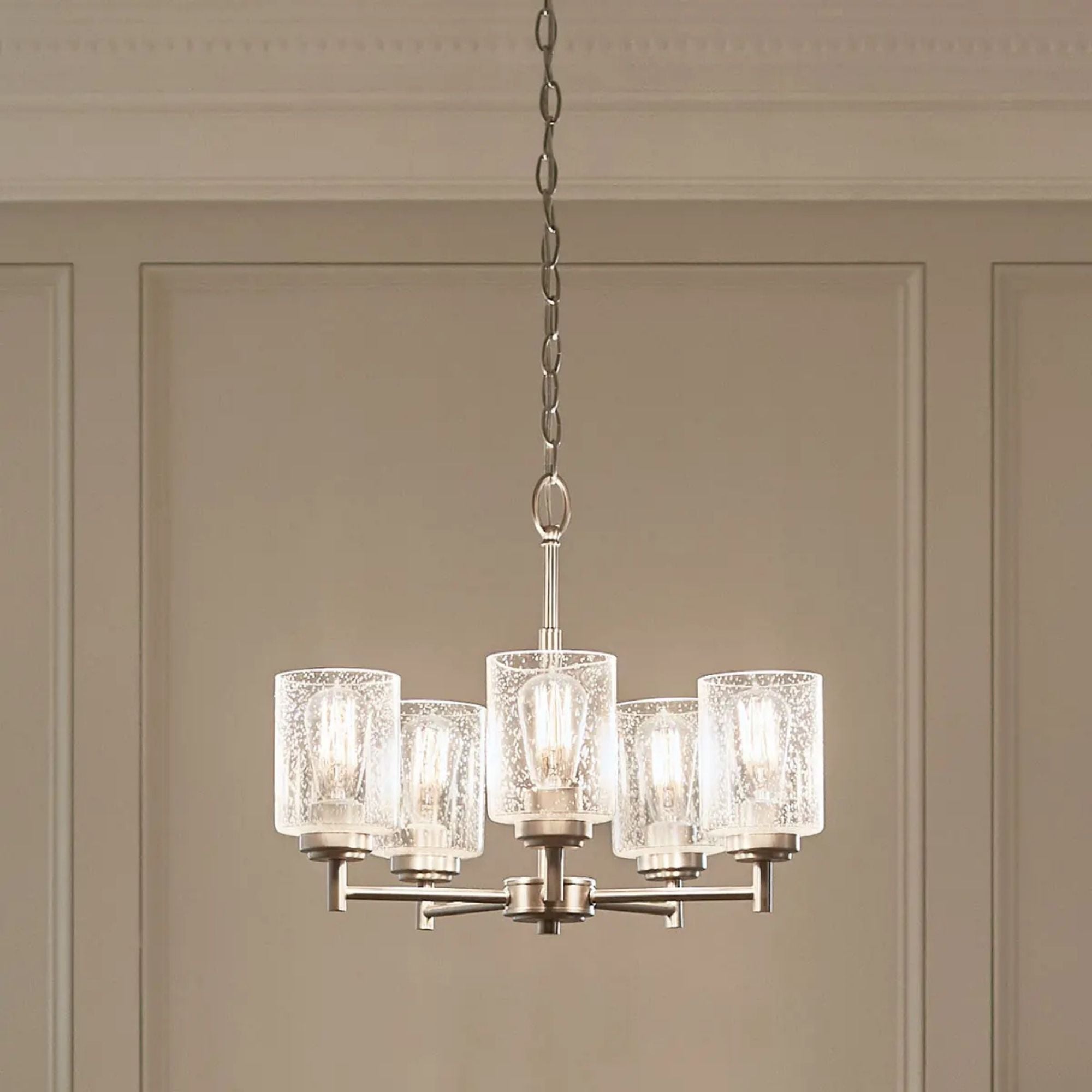 Kichler Winslow 19.75 in. 5-Light Chandelier, Brushed Nickel with Clear Glass
