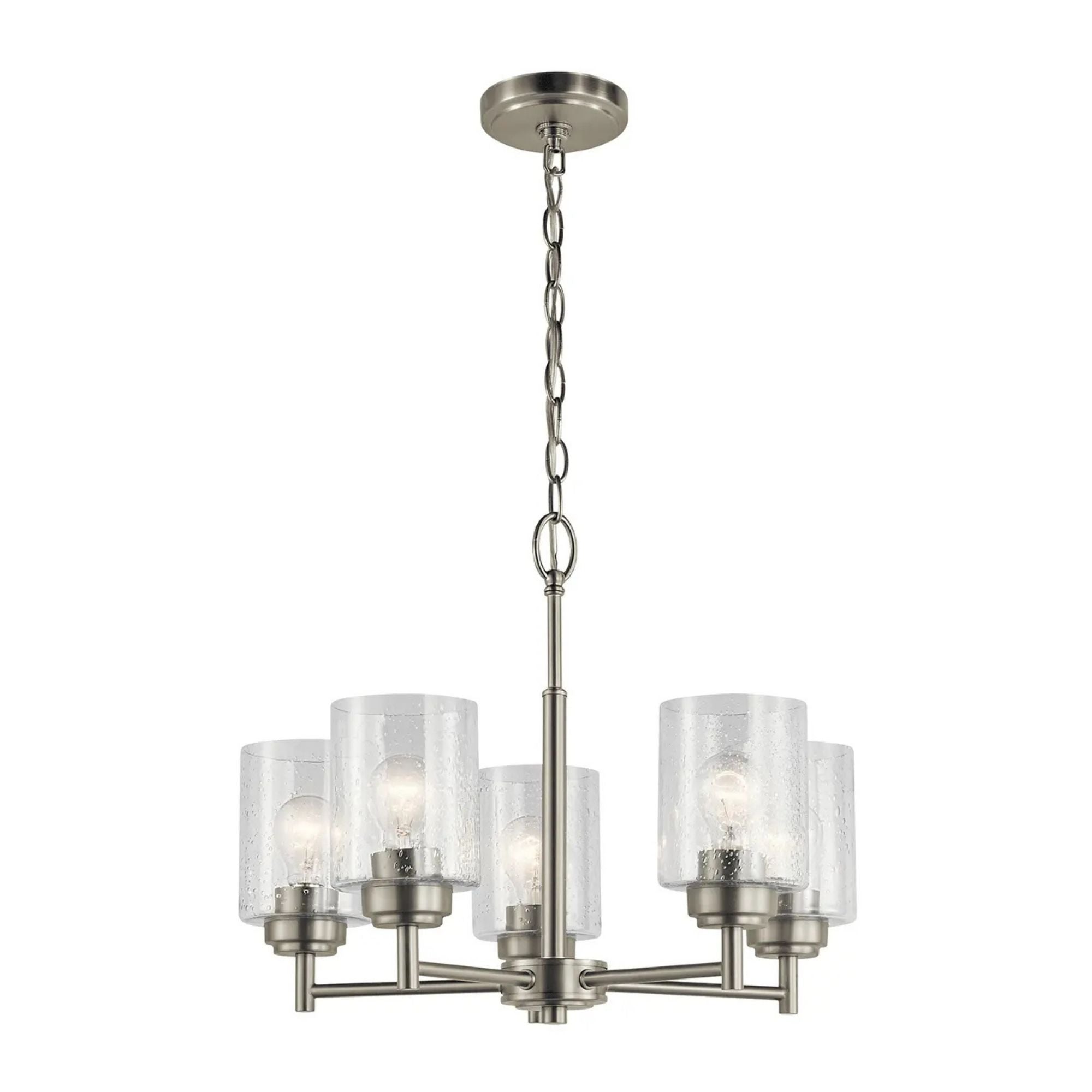 Kichler Winslow 19.75 in. 5-Light Chandelier, Brushed Nickel with Clear Glass