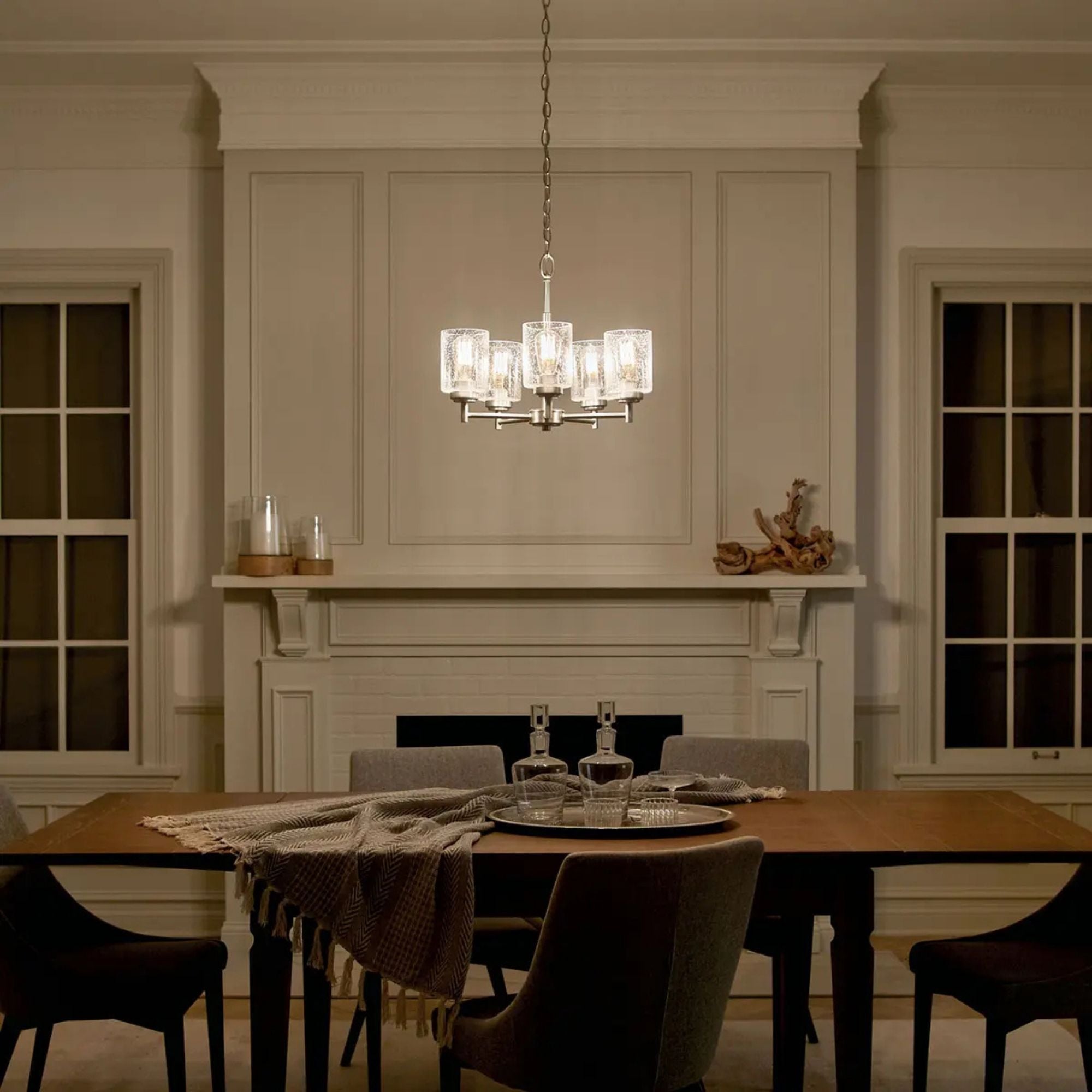 Kichler Winslow 19.75 in. 5-Light Chandelier, Brushed Nickel with Clear Glass