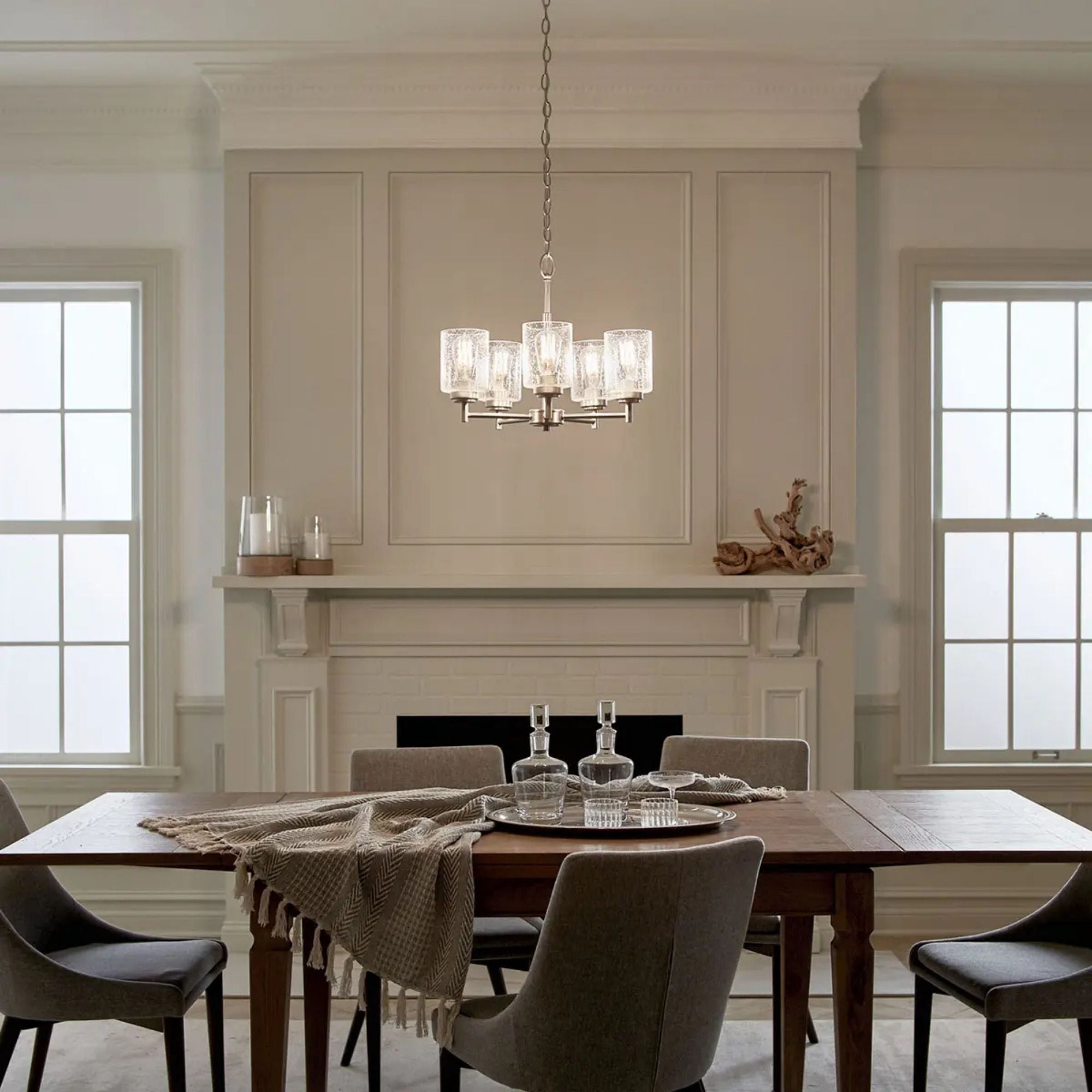 Kichler Winslow 19.75 in. 5-Light Chandelier, Brushed Nickel with Clear Glass
