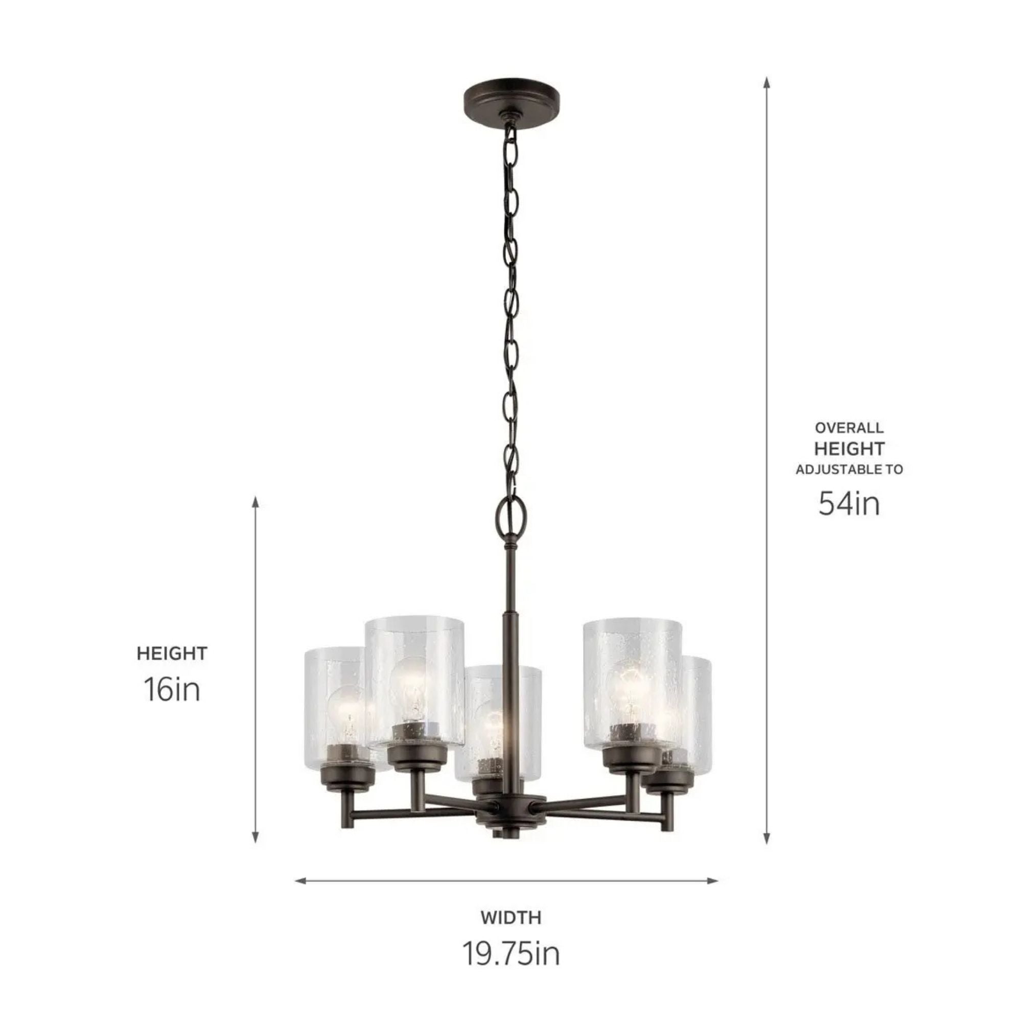 Kichler Winslow 19.75 in. 5-Light Chandelier, Olde Bronze with Clear Glass