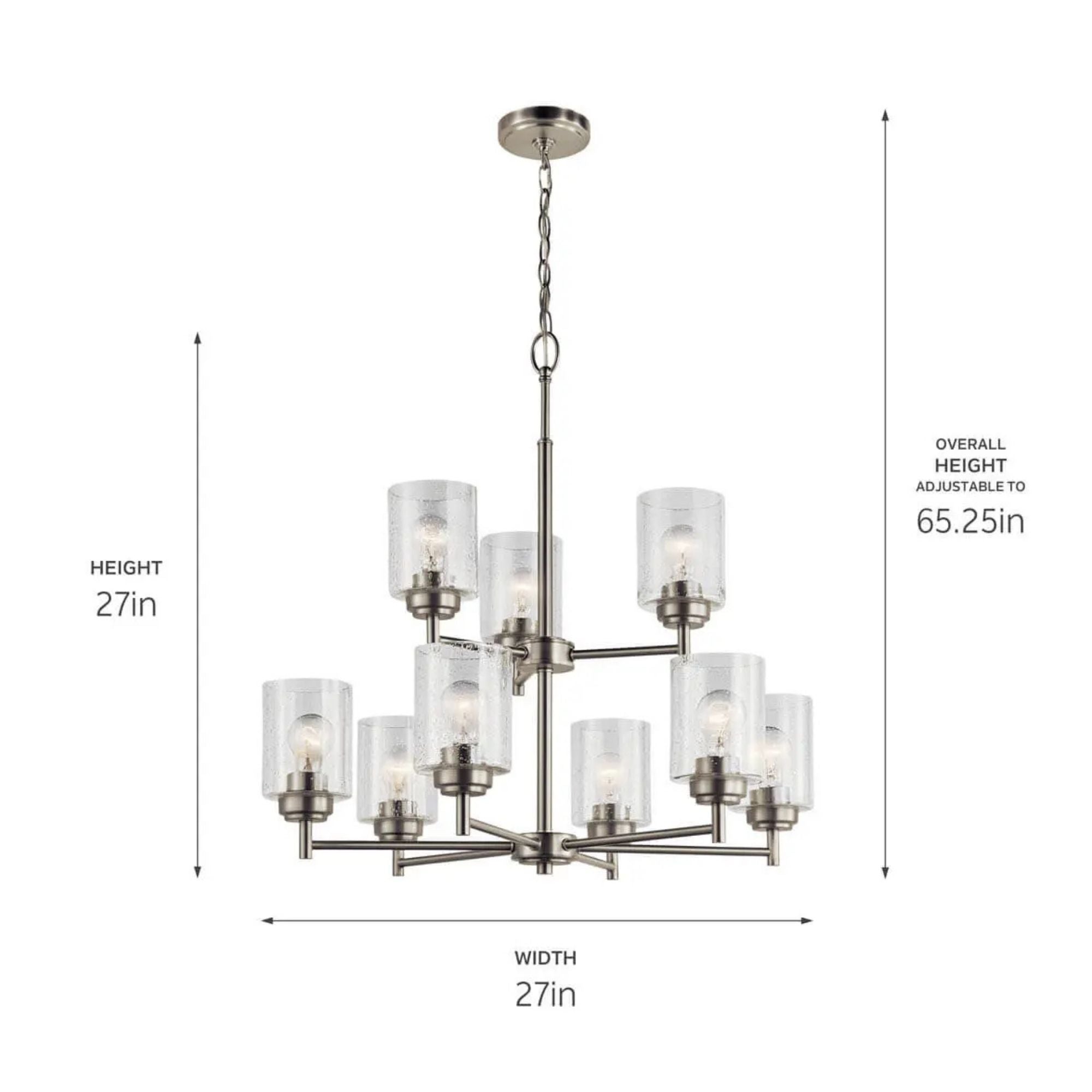 Kichler Winslow 27 in. 9-Light Chandelier, Brushed Nickel