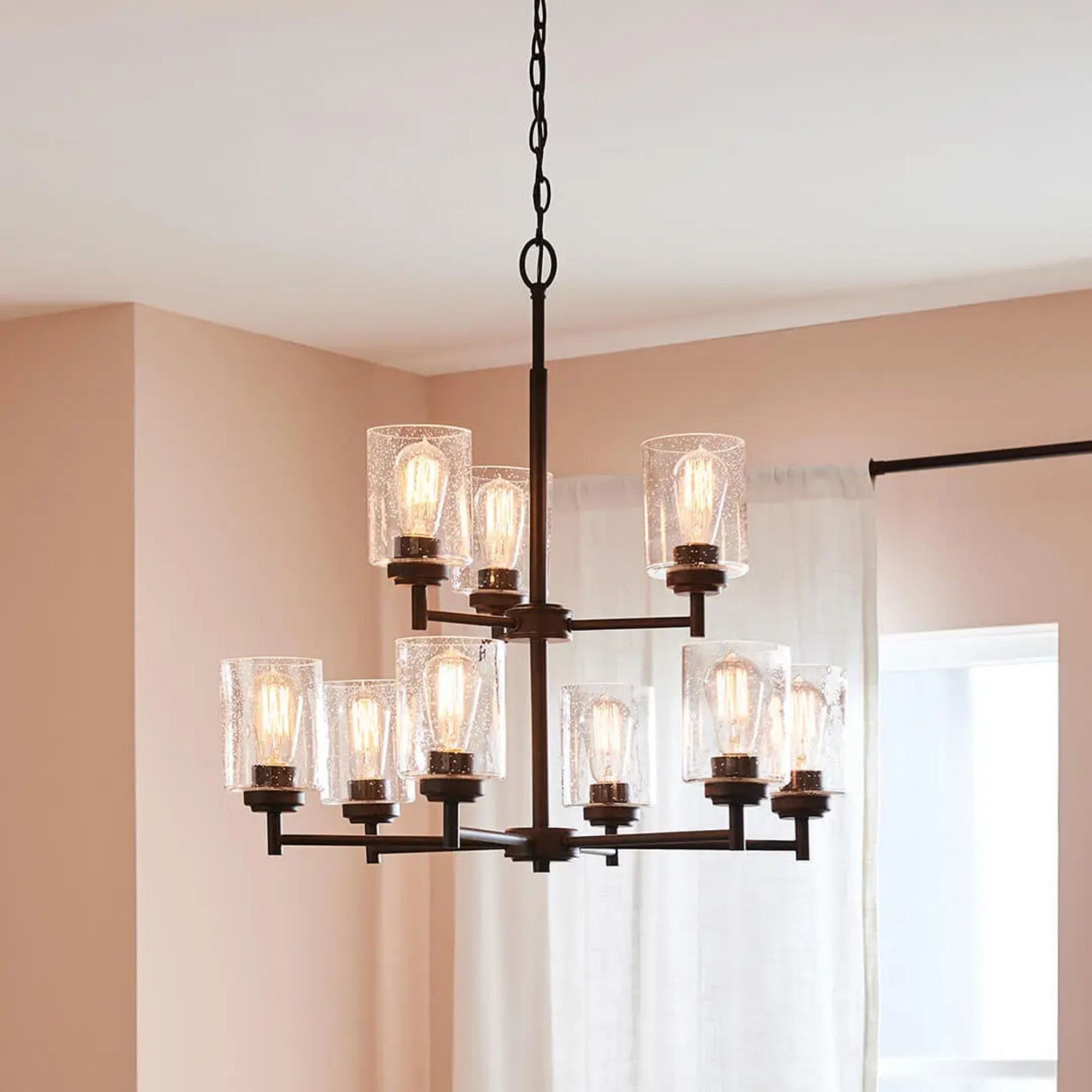 Kichler Winslow 27 in. 9-Light Chandelier, Olde Bronze with Clear Glass