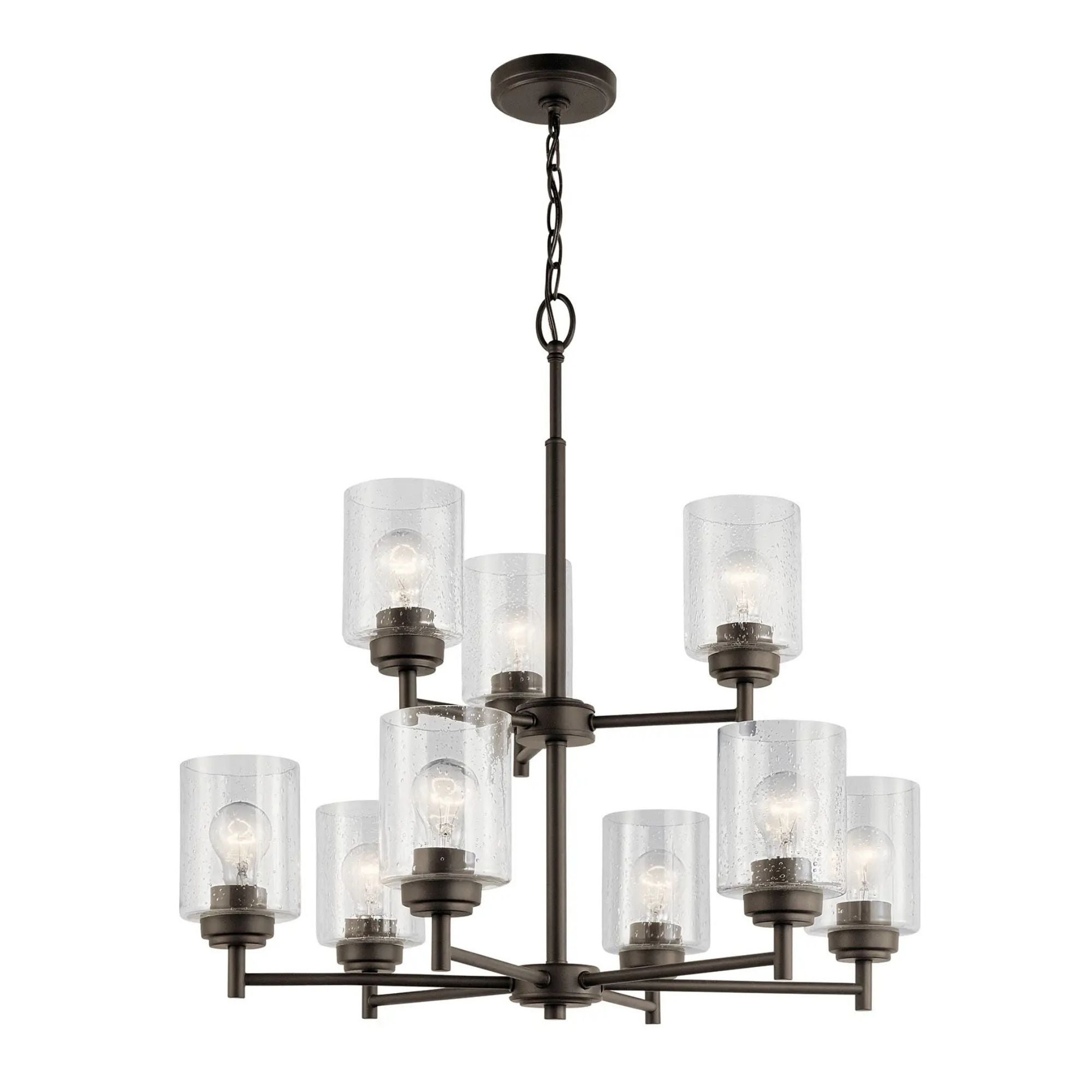 Kichler Winslow 27 in. 9-Light Chandelier, Olde Bronze with Clear Glass