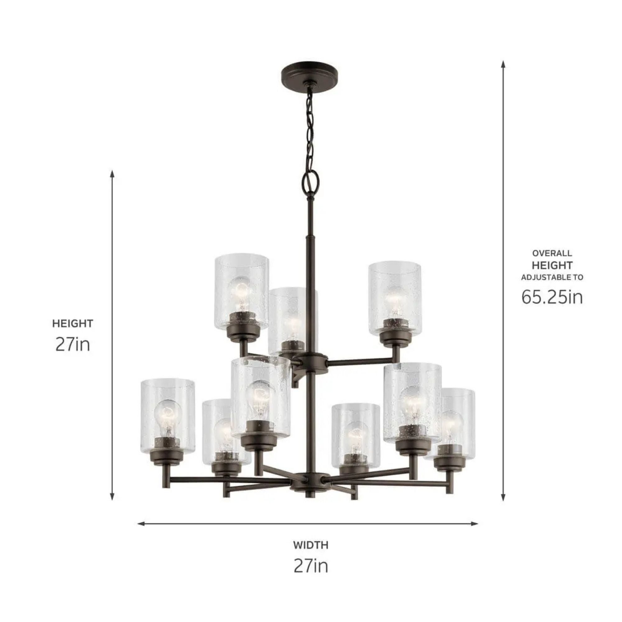 Kichler Winslow 27 in. 9-Light Chandelier, Olde Bronze with Clear Glass