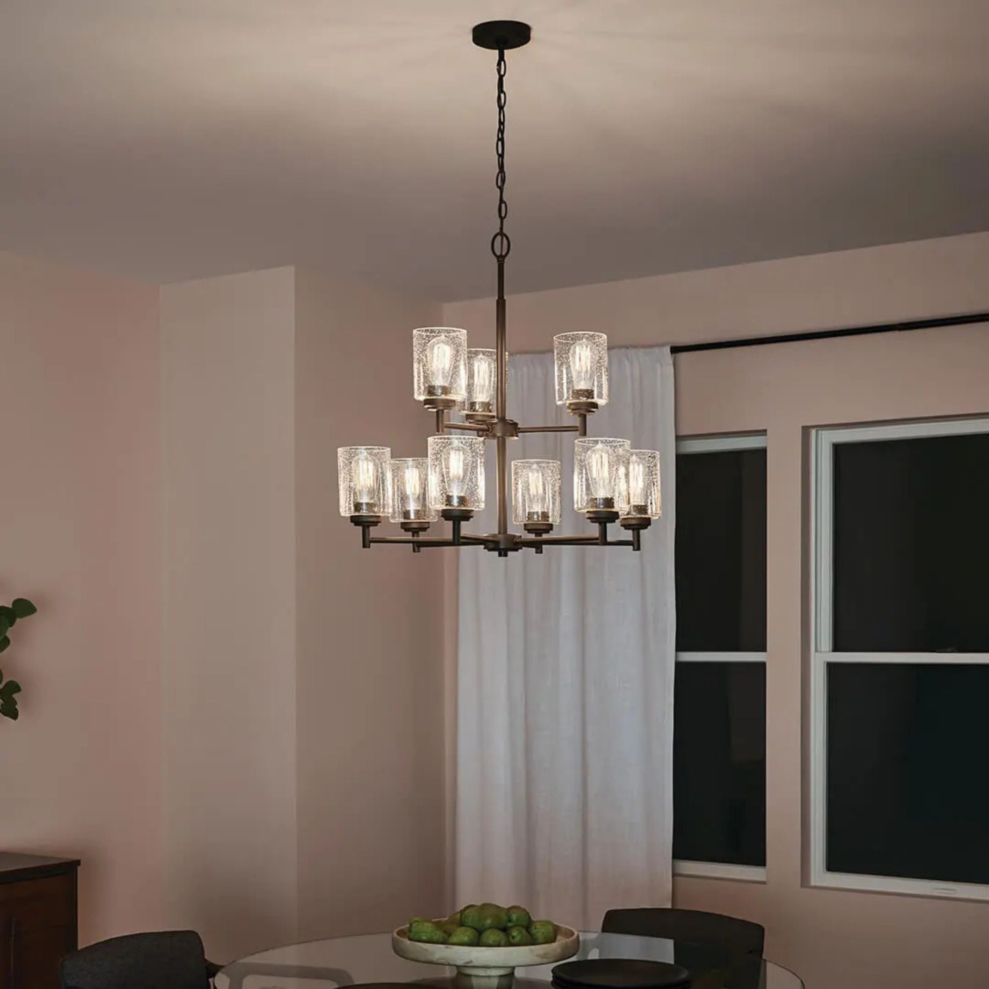 Kichler Winslow 27 in. 9-Light Chandelier, Olde Bronze with Clear Glass