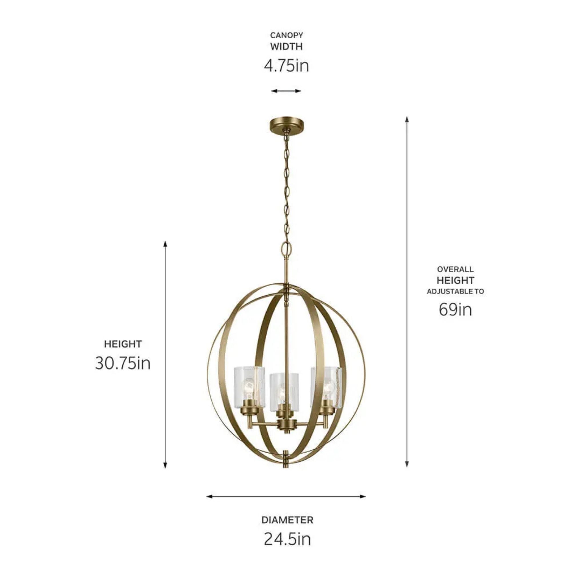 Kichler Winslow 31 in. 3-Light Chandelier, Natural Brass