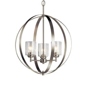 Kichler Winslow 31 in. 3-Light Chandelier, Brushed Nickel with Clear Glass