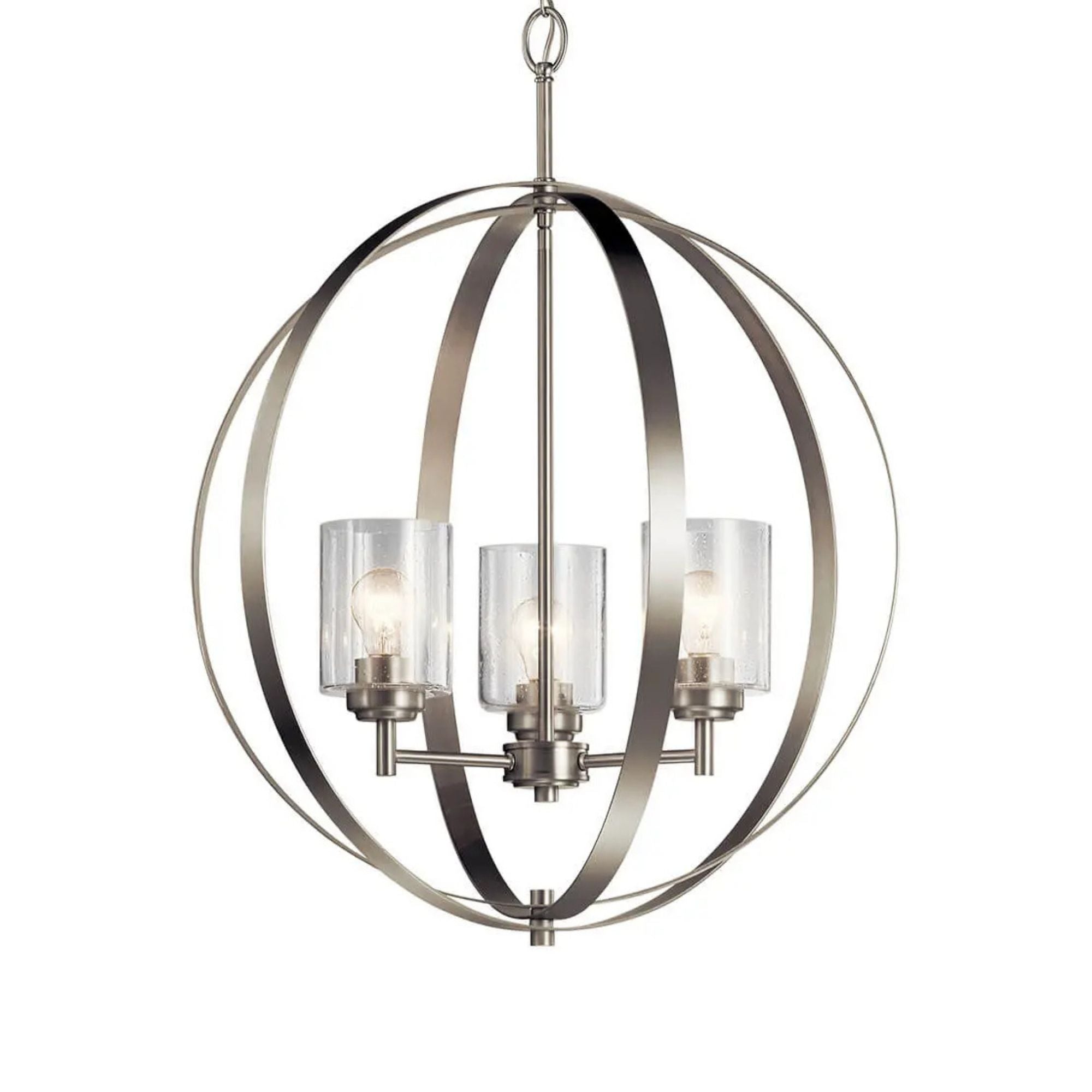 Kichler Winslow 31 in. 3-Light Chandelier, Brushed Nickel with Clear Glass