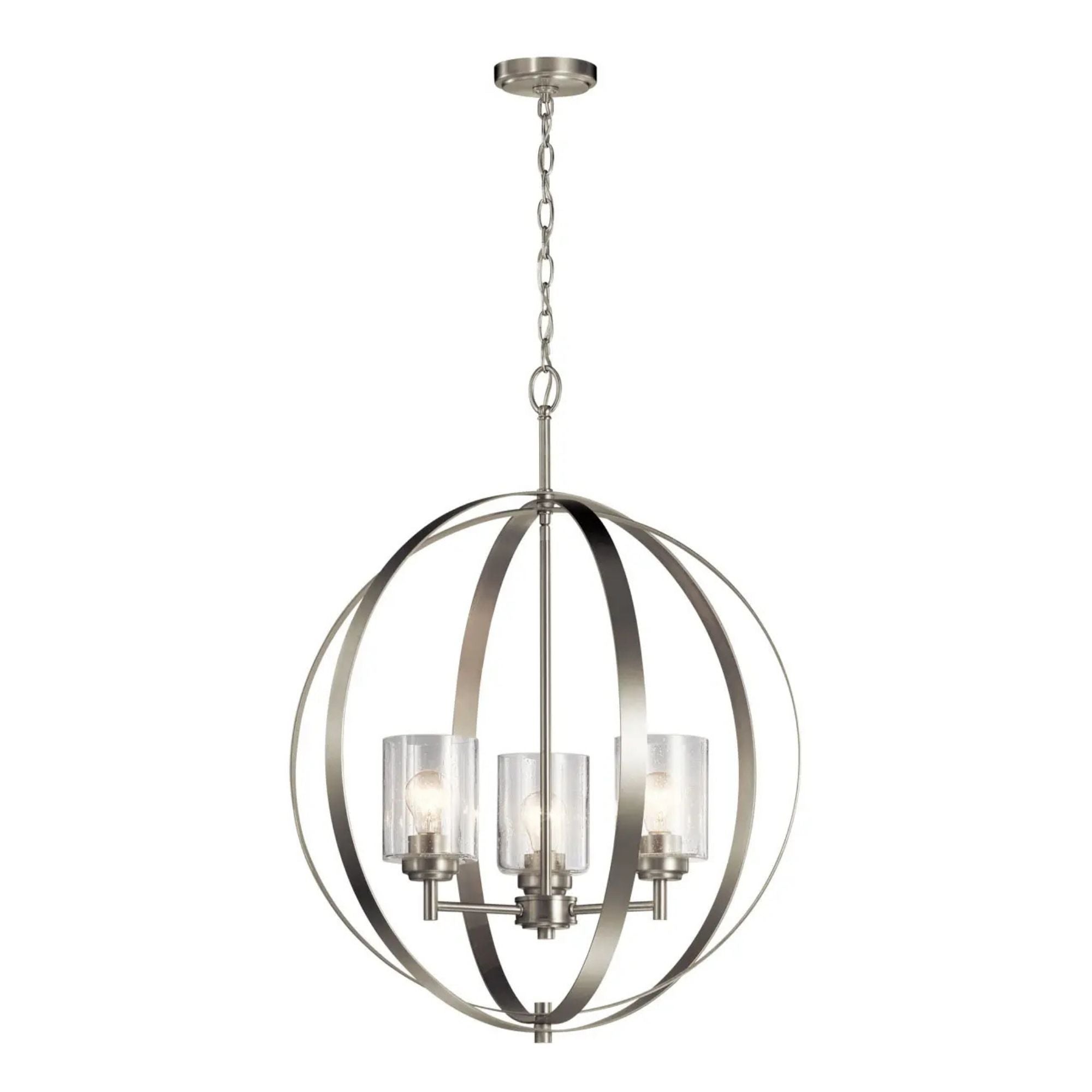 Kichler Winslow 31 in. 3-Light Chandelier, Brushed Nickel with Clear Glass