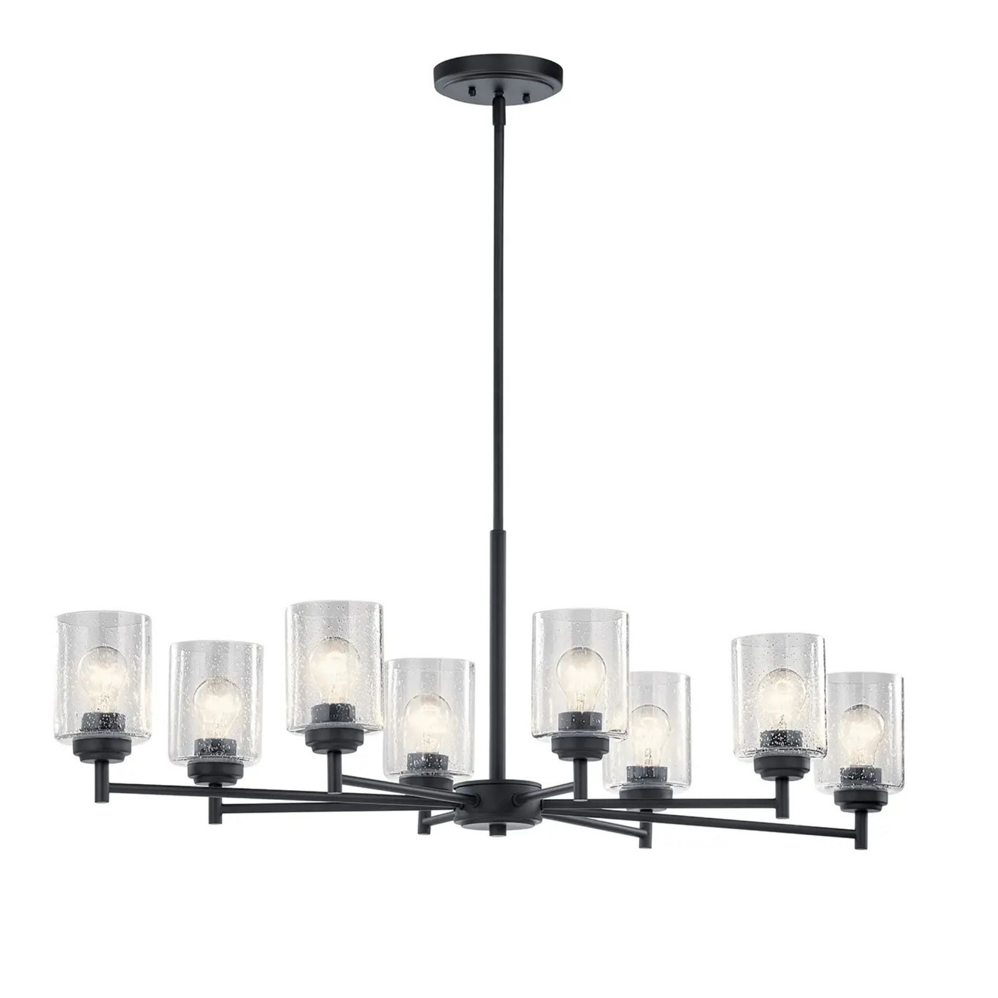 Kichler Winslow 19.9 in. 8-Light Chandelier, Black with Glass Shade