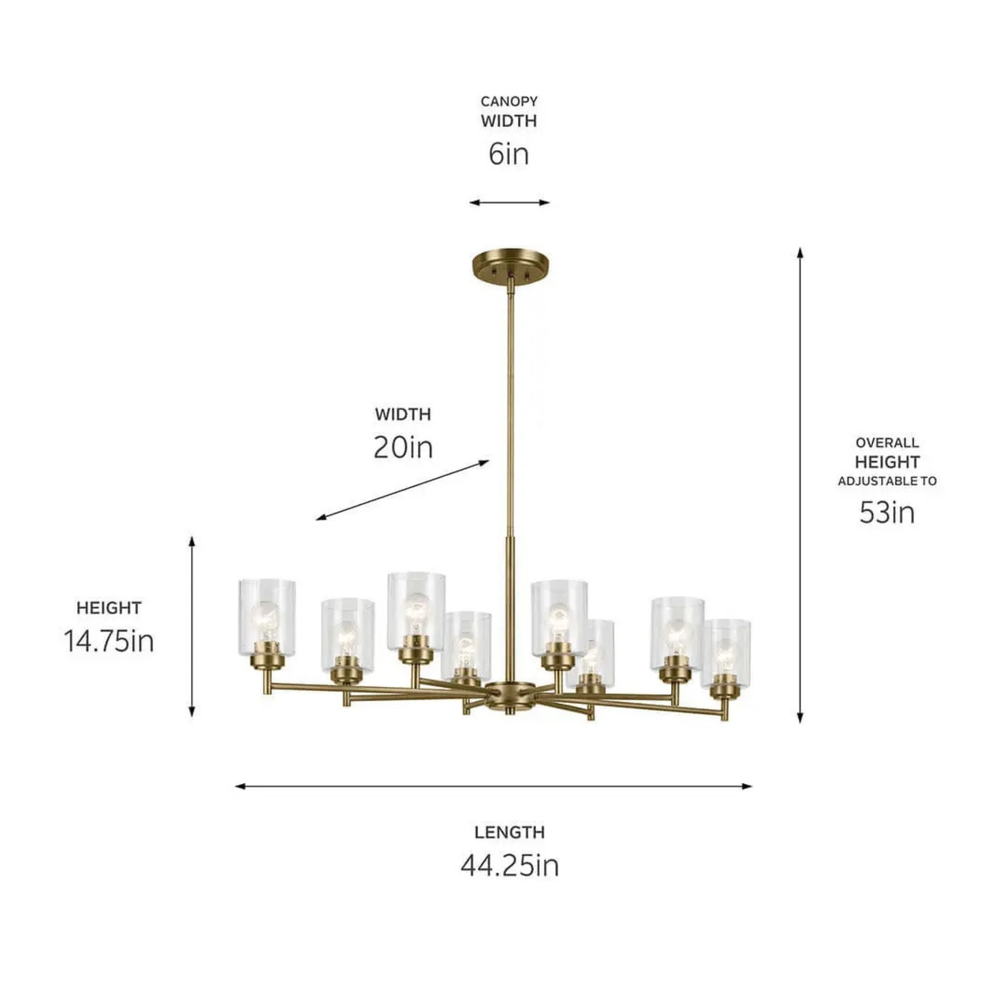 Kichler Winslow 20 in. 8-Light Chandelier, Natural Brass