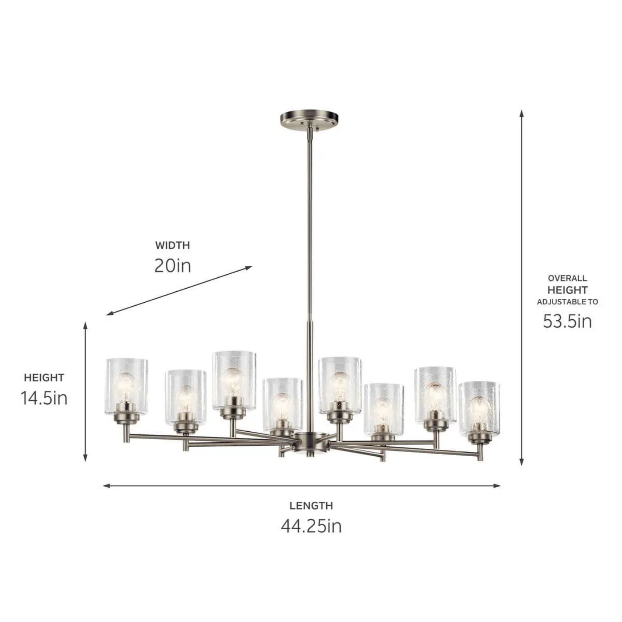 Kichler Winslow 19.9 in. 8-Light Chandelier, Brushed Nickel