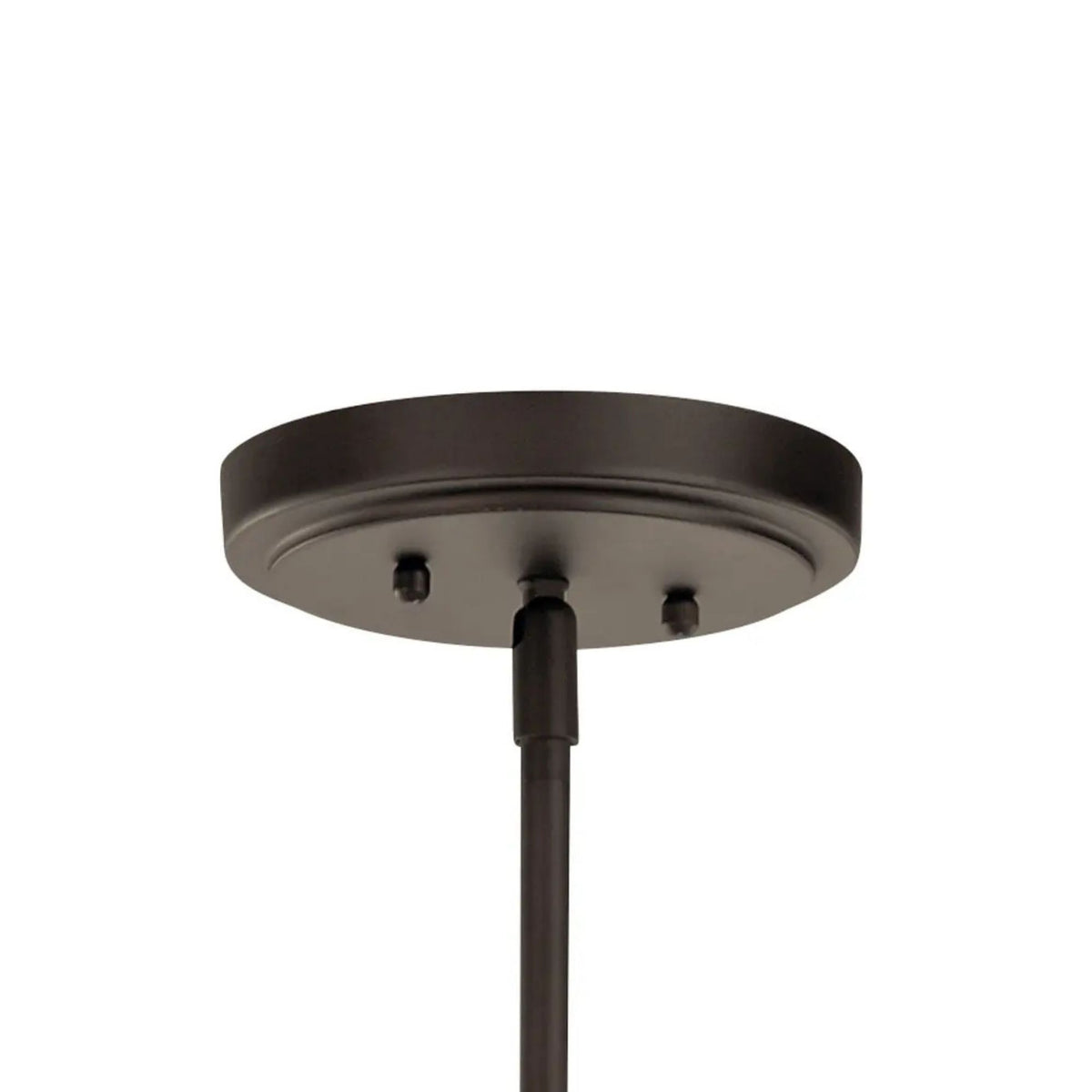 Ceiling canopy and downrod of olde bronze 8-light chandelier