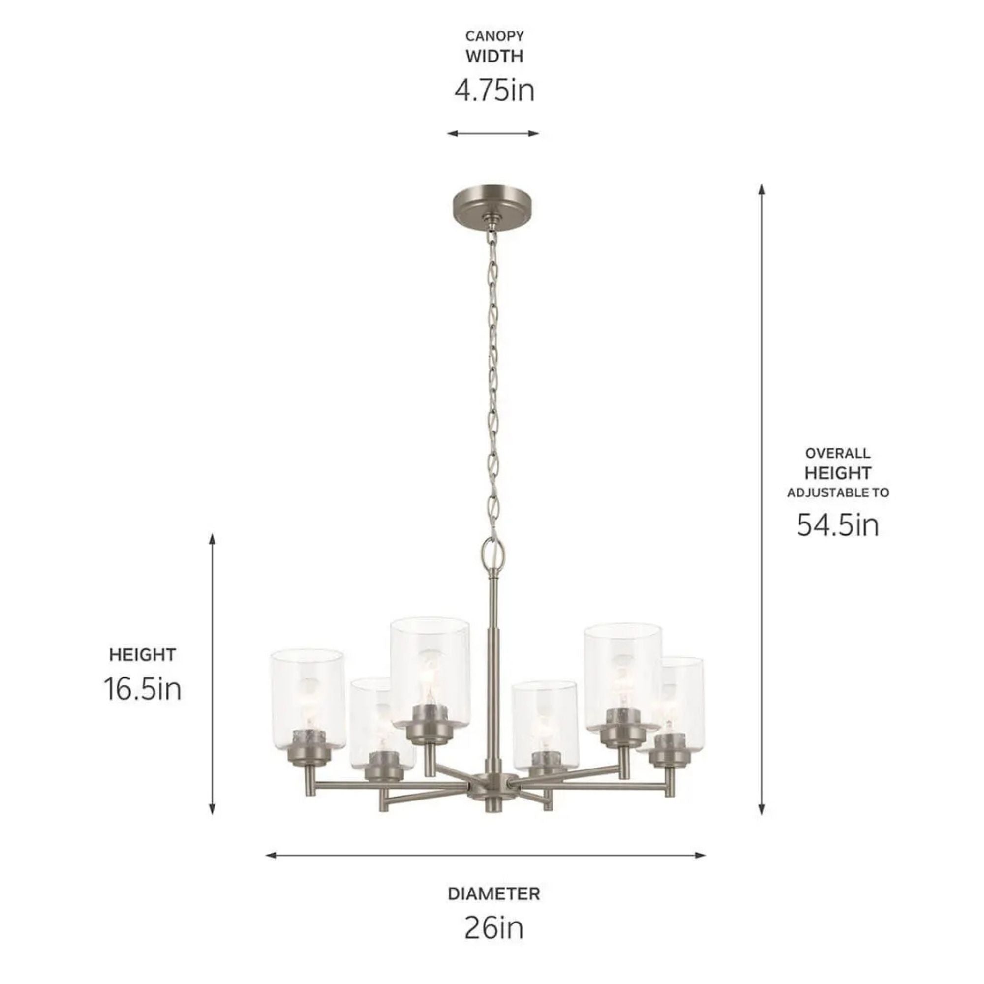 Kichler Winslow 26 in. 6-Light Chandelier, Brushed Nickel