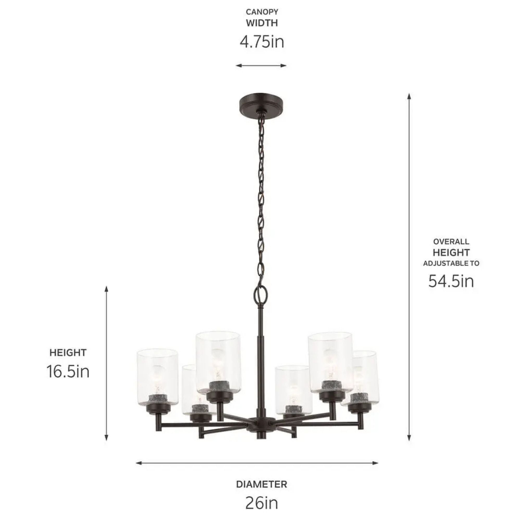 Winslow 26 in. 6-Light Chandelier, Bronze