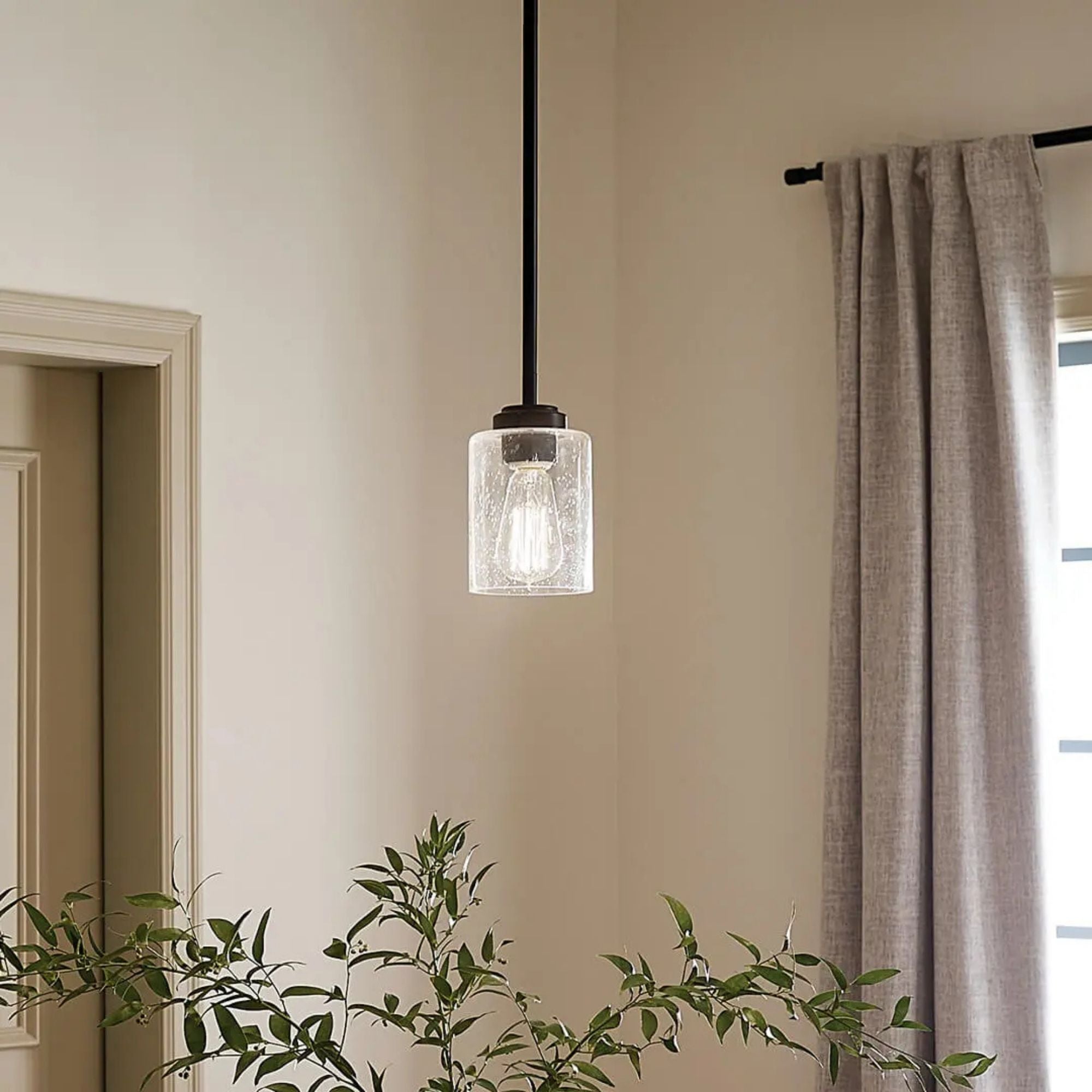 Kichler Winslow 7.5 in. Pendant Light, Black with Clear Glass