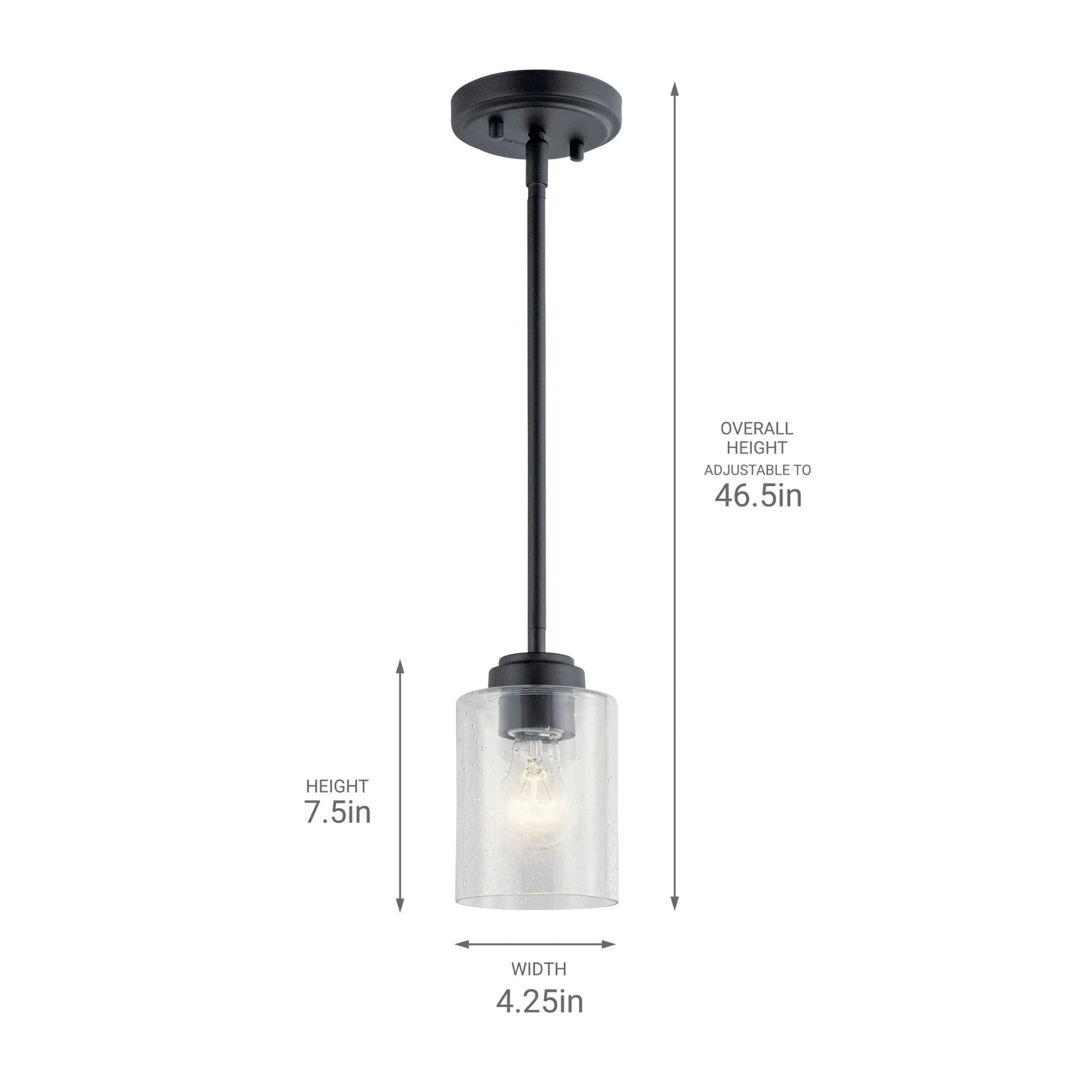 Kichler Winslow 7.5 in. Pendant Light, Black with Clear Glass