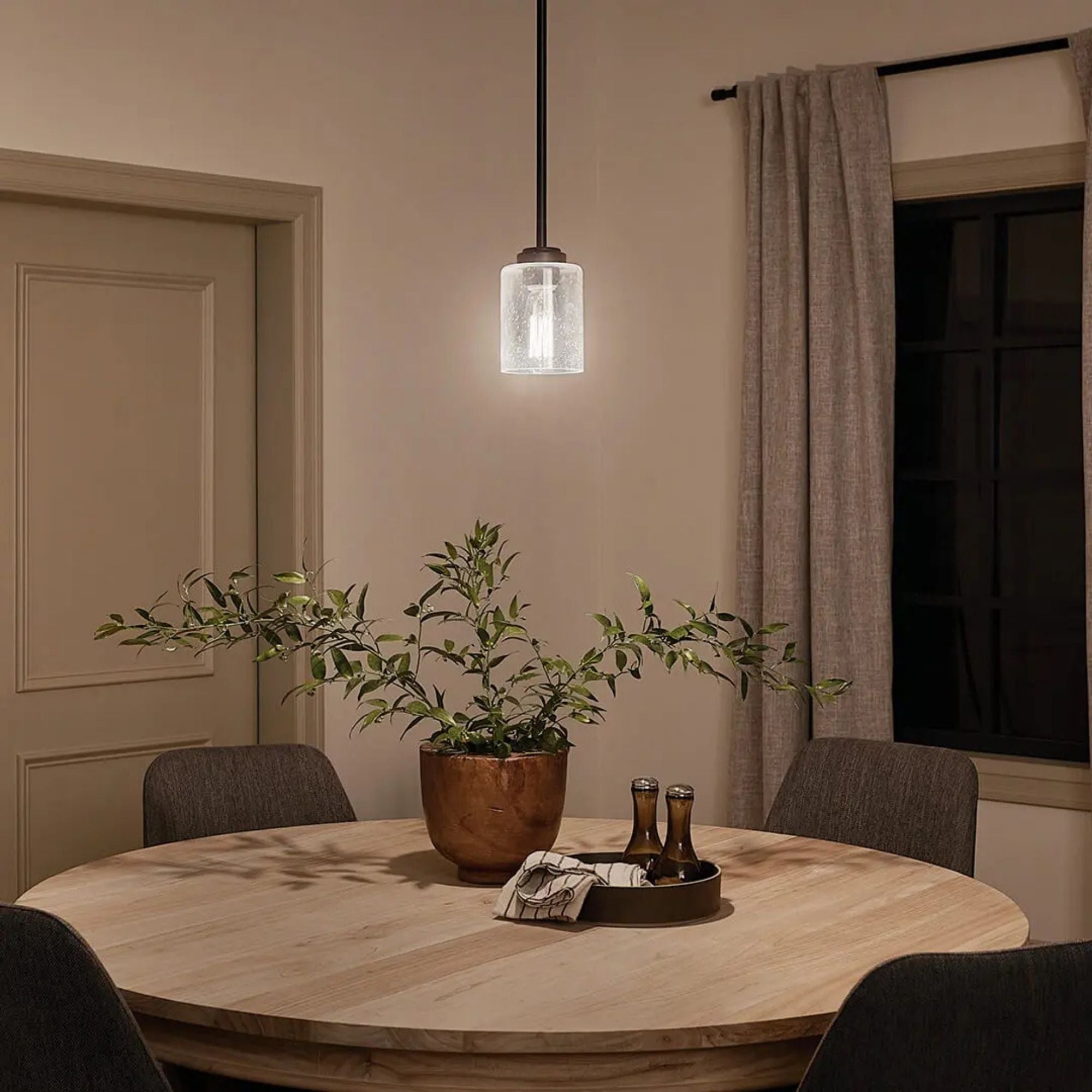 Kichler Winslow 7.5 in. Pendant Light, Black with Clear Glass