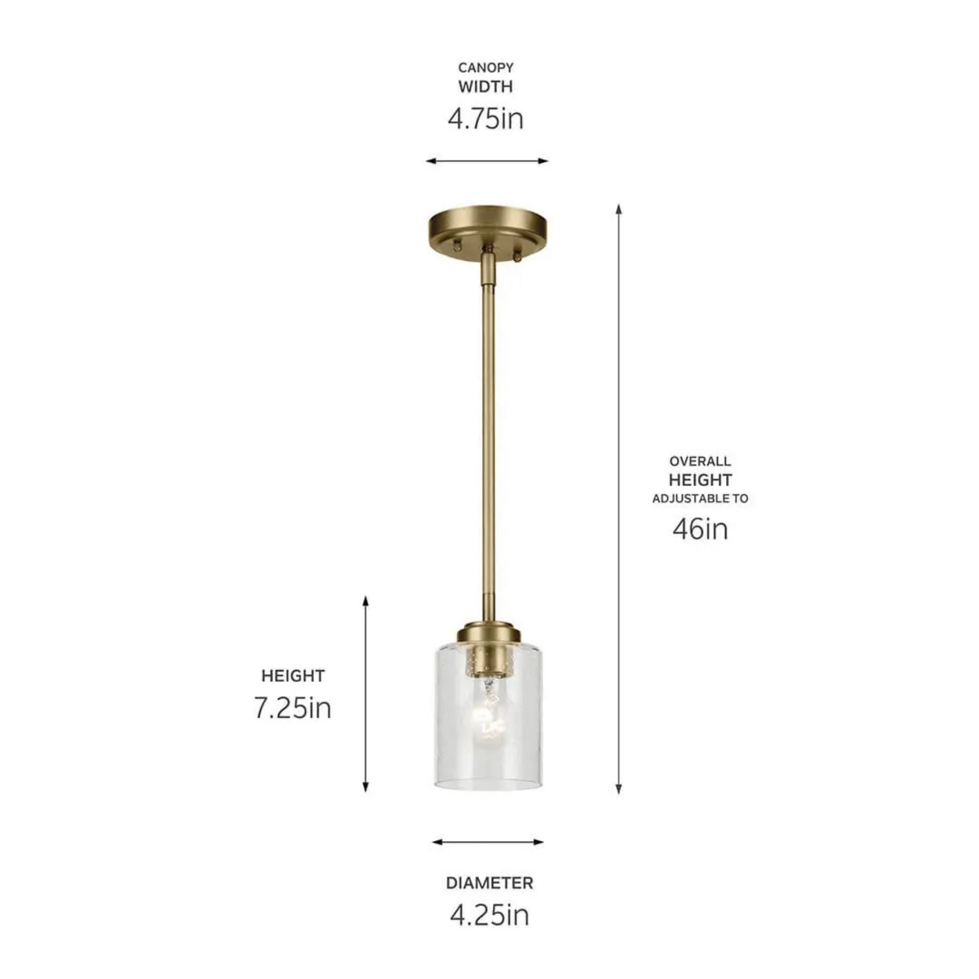 Kichler Winslow 7.25 in. Pendant Light, Natural Brass
