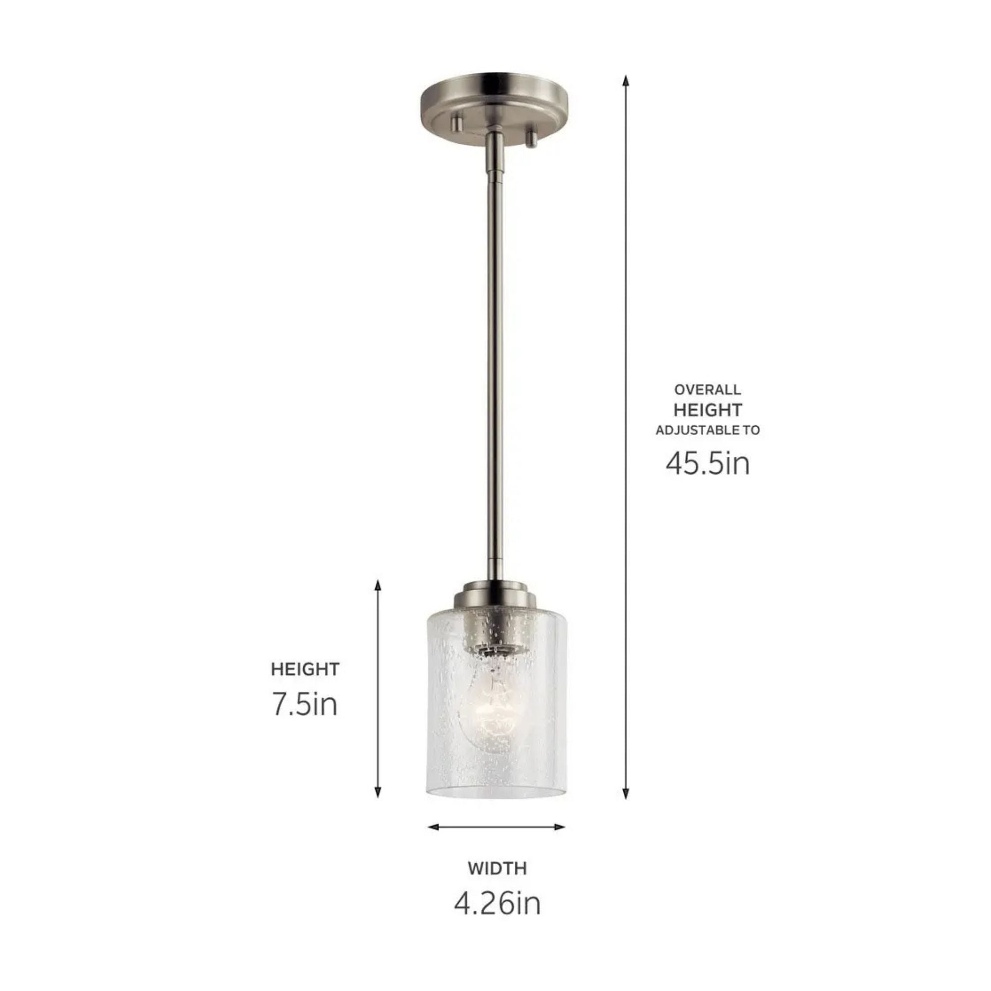 Kichler Winslow 7.5 in. Pendant Light, Brushed Nickel with Clear Glass