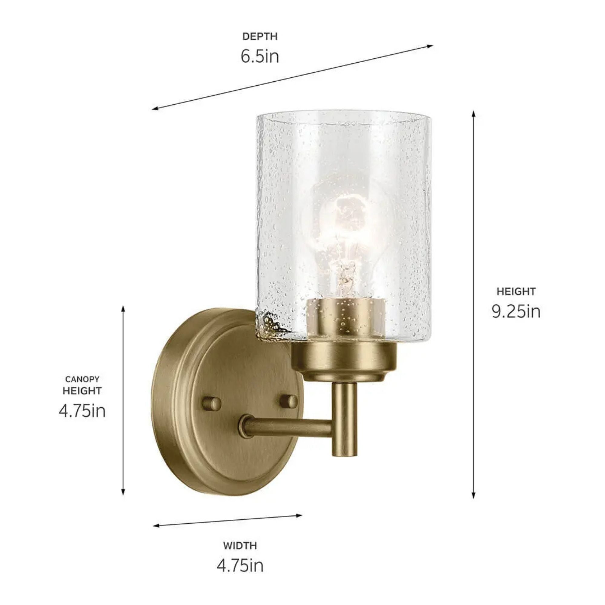 Winslow 9.25 in. Wall Sconce, Natural Brass