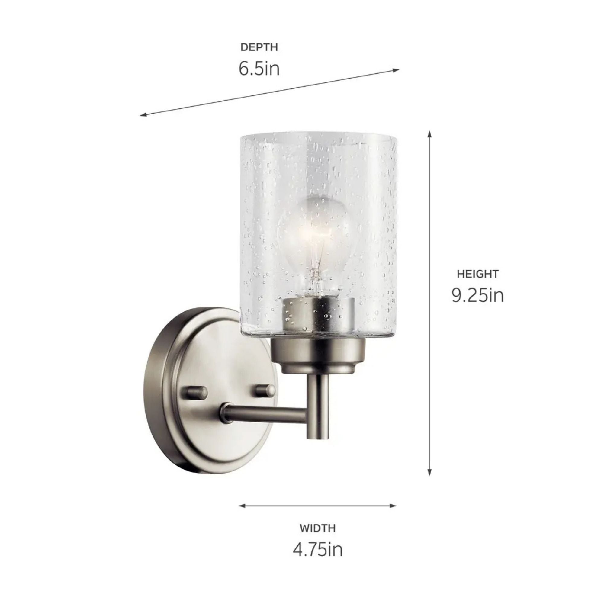 Kichler Winslow 9.25 in. Wall Sconce, Brushed Nickel