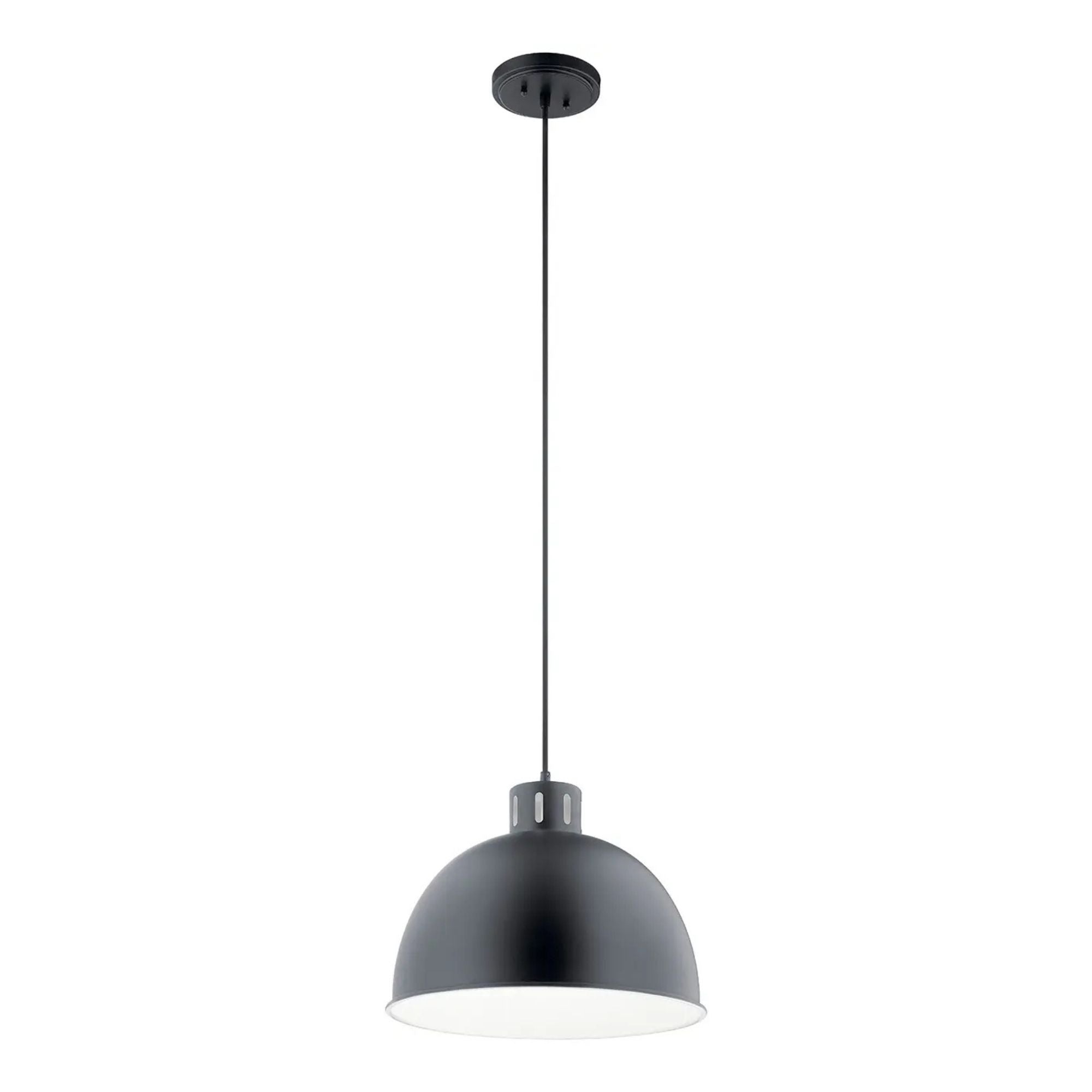 Zailey 16" Dome Pendant, Black Finish