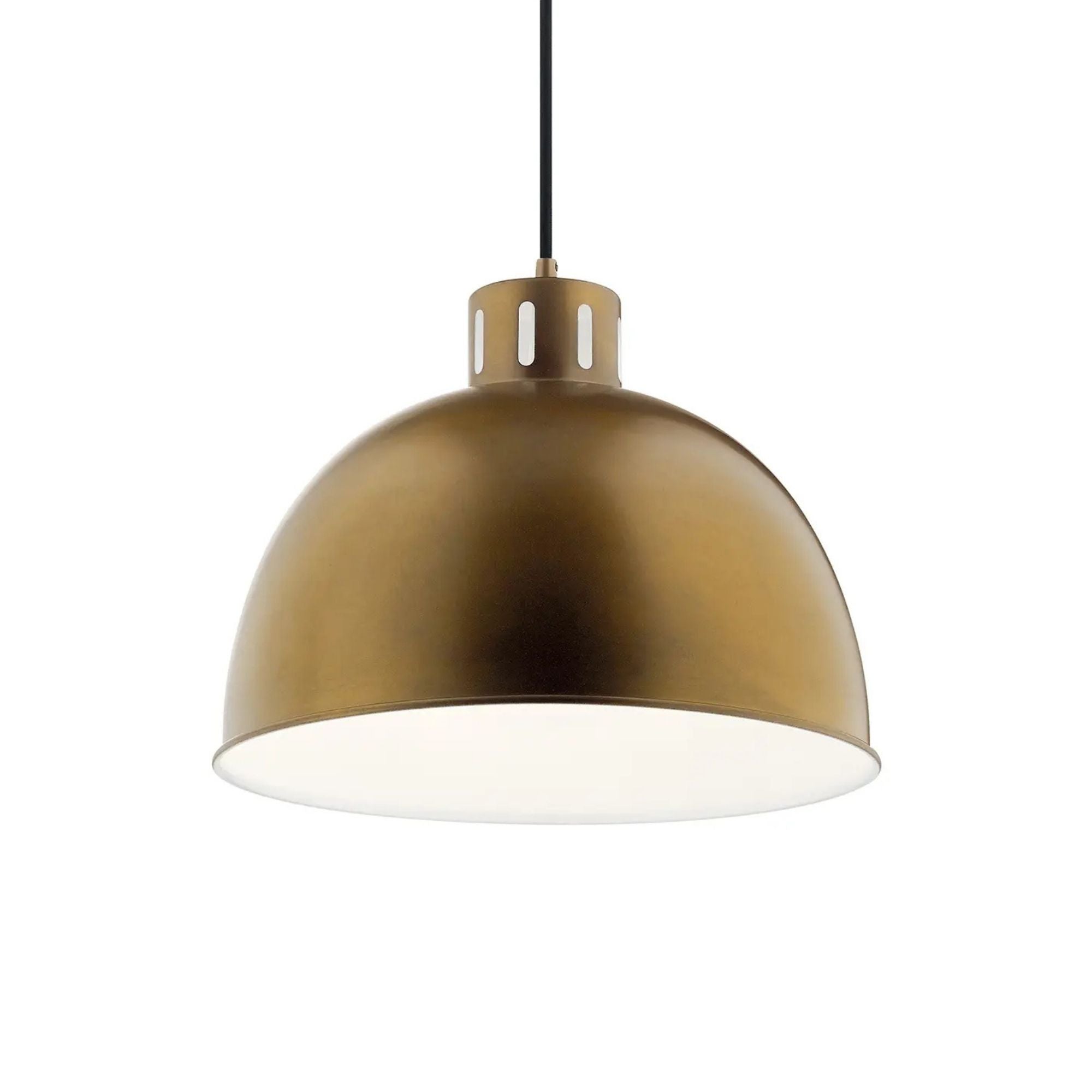 Zailey 16" Dome Pendant, Natural Brass Finish