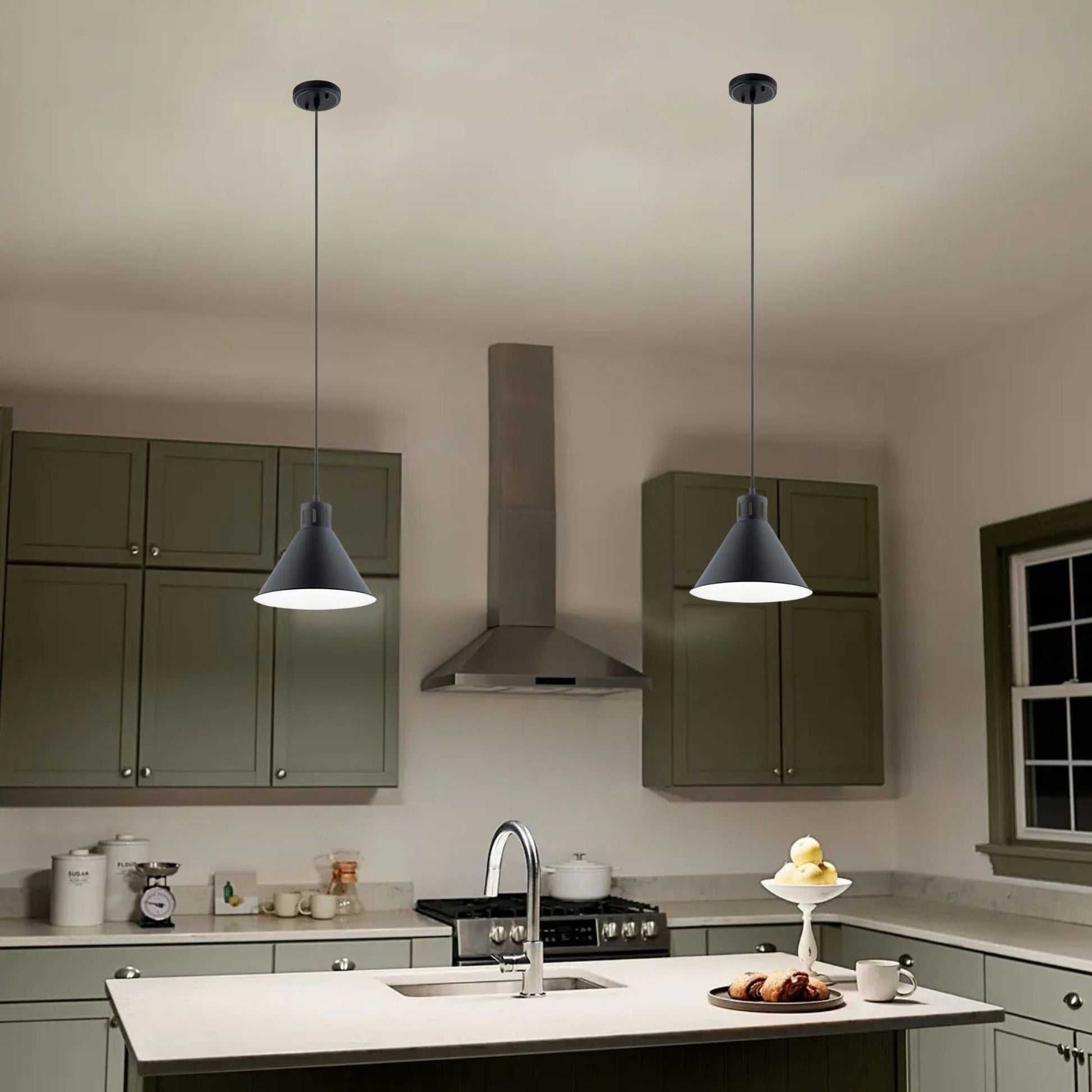 Kichler Lighting - Zailey 11" Cone Pendant, Black Finish | Bees Lighting