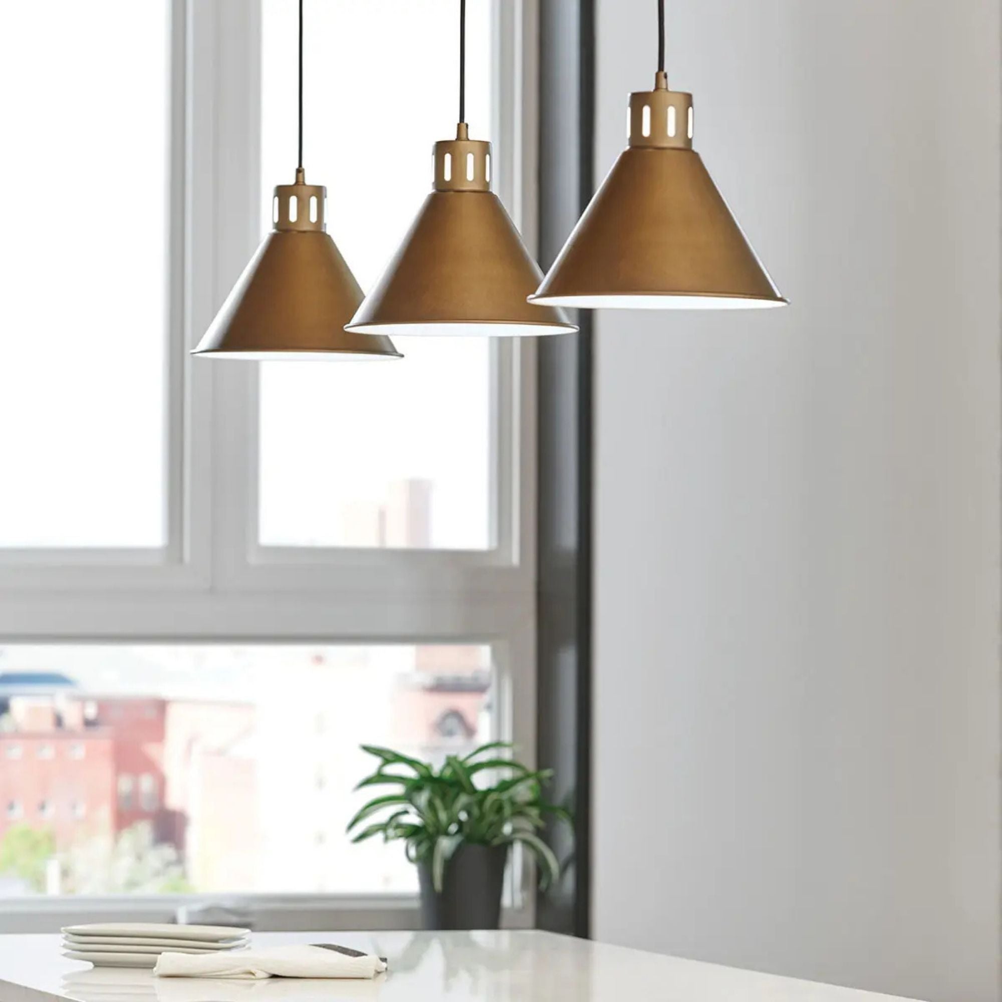 Zailey 11" Cone Pendant, Natural Brass Finish