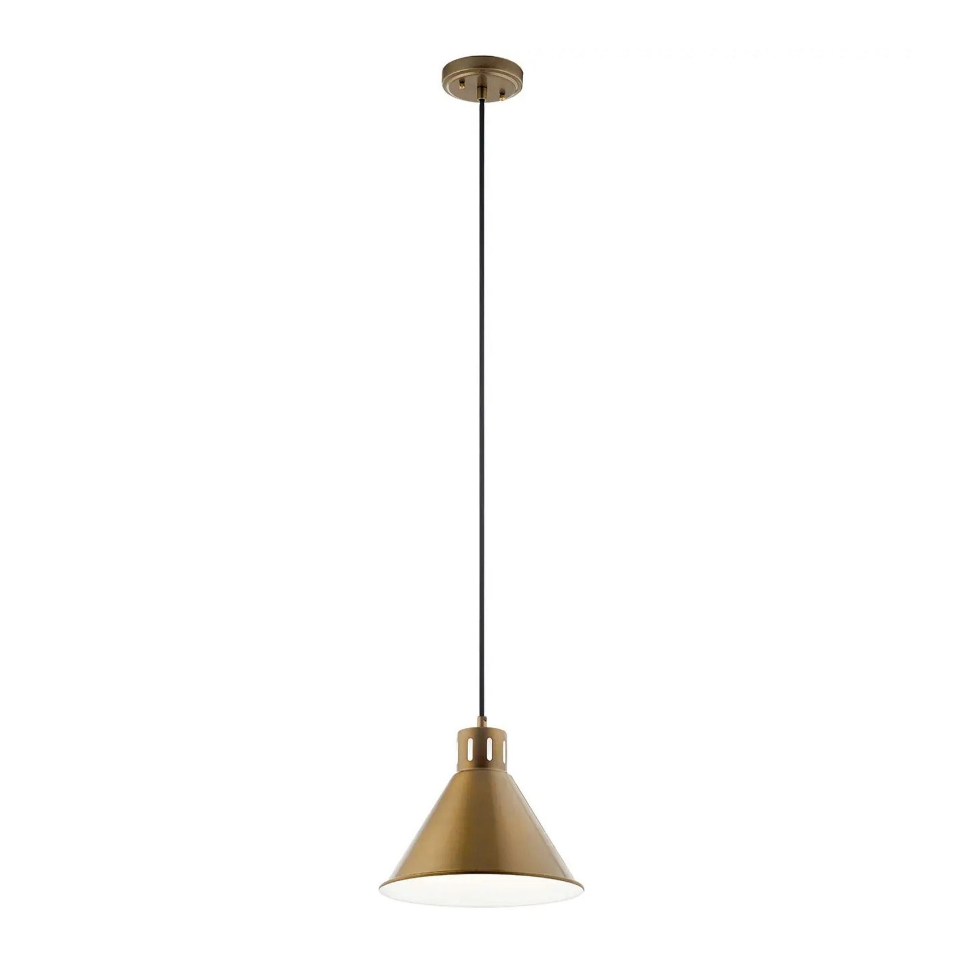 Kichler Lighting - Zailey 11" Cone Pendant, Natural Brass Finish | Bees Lighting