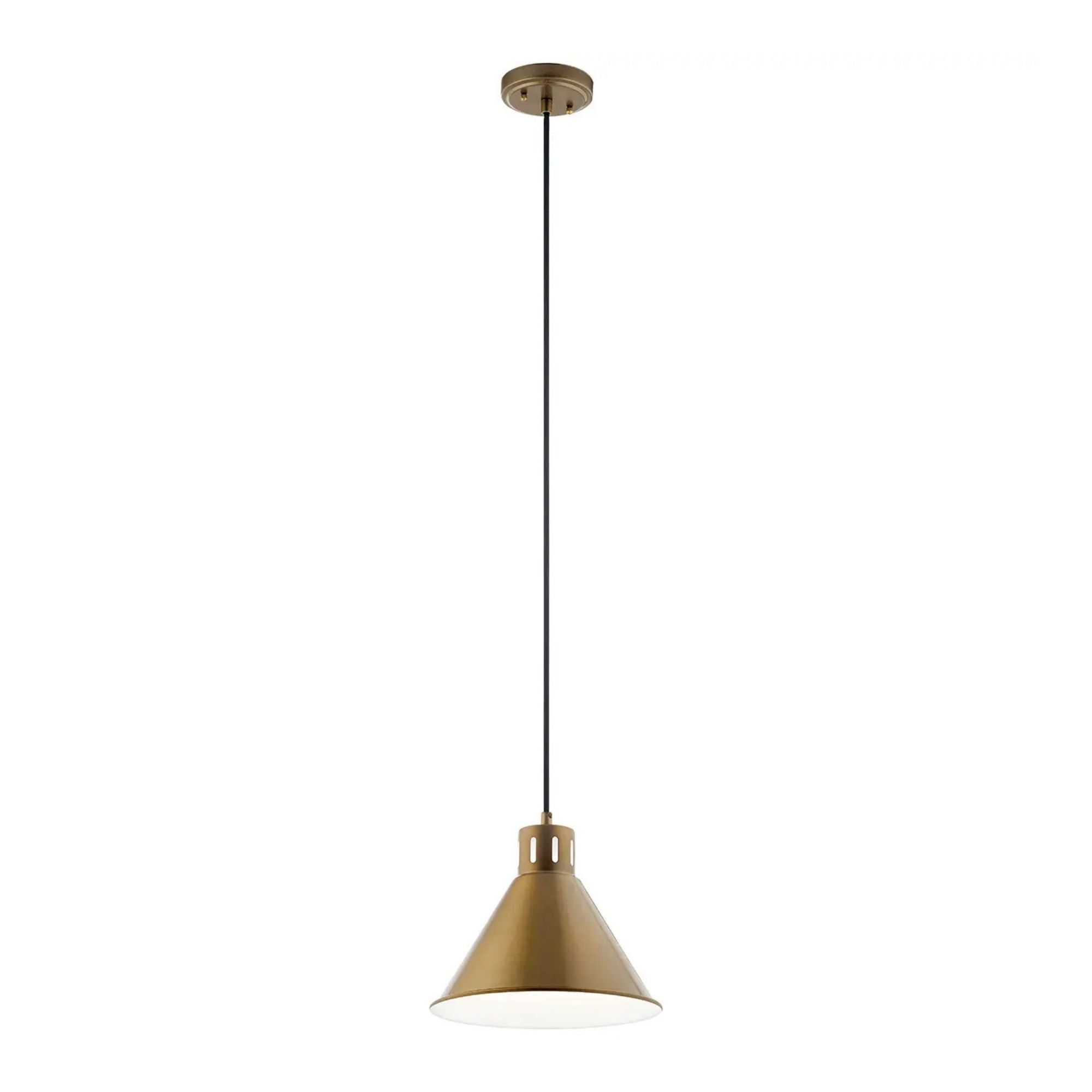 Kichler Lighting - Zailey 11" Cone Pendant, Natural Brass Finish | Bees Lighting