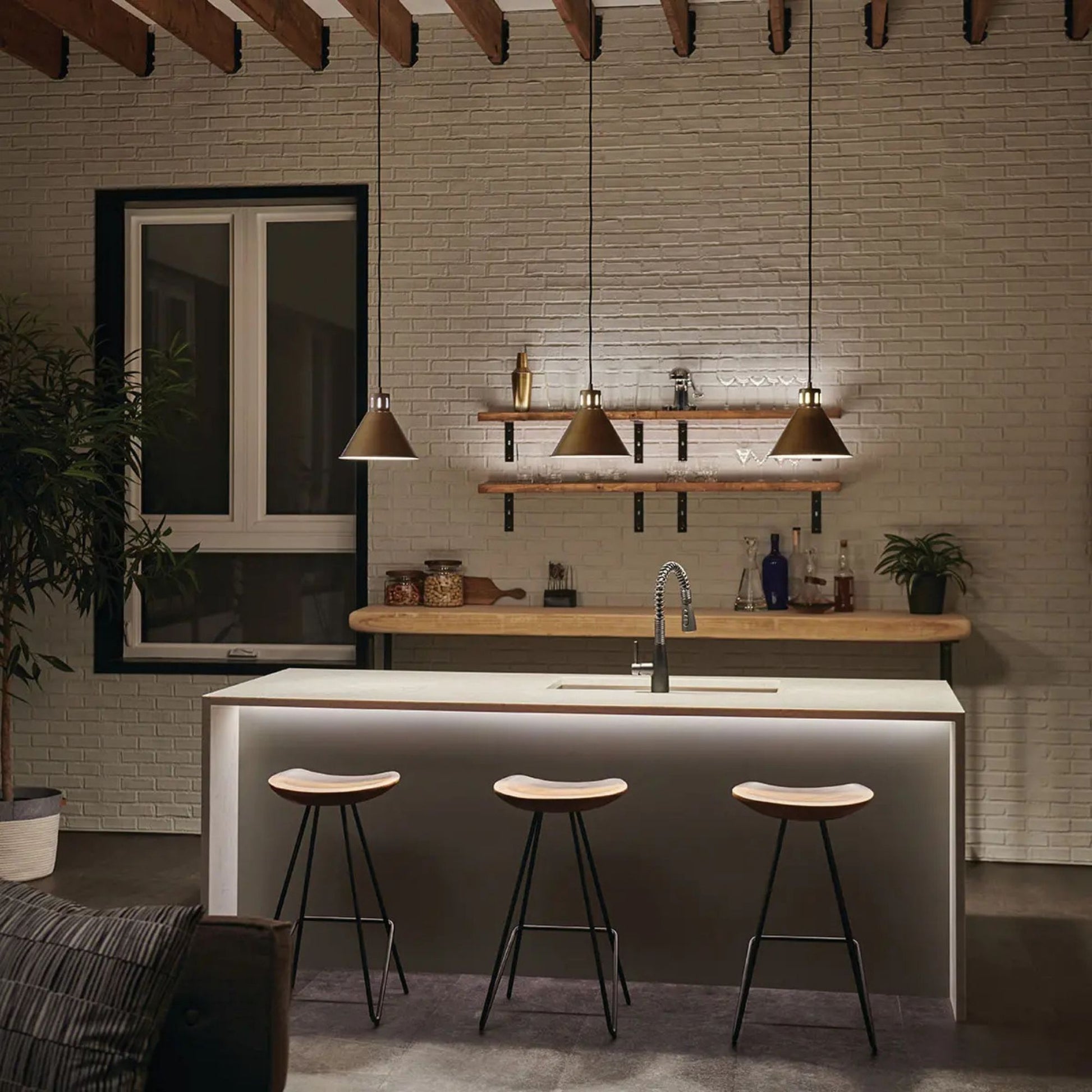 Kichler Lighting - Zailey 11" Cone Pendant, Natural Brass Finish | Bees Lighting