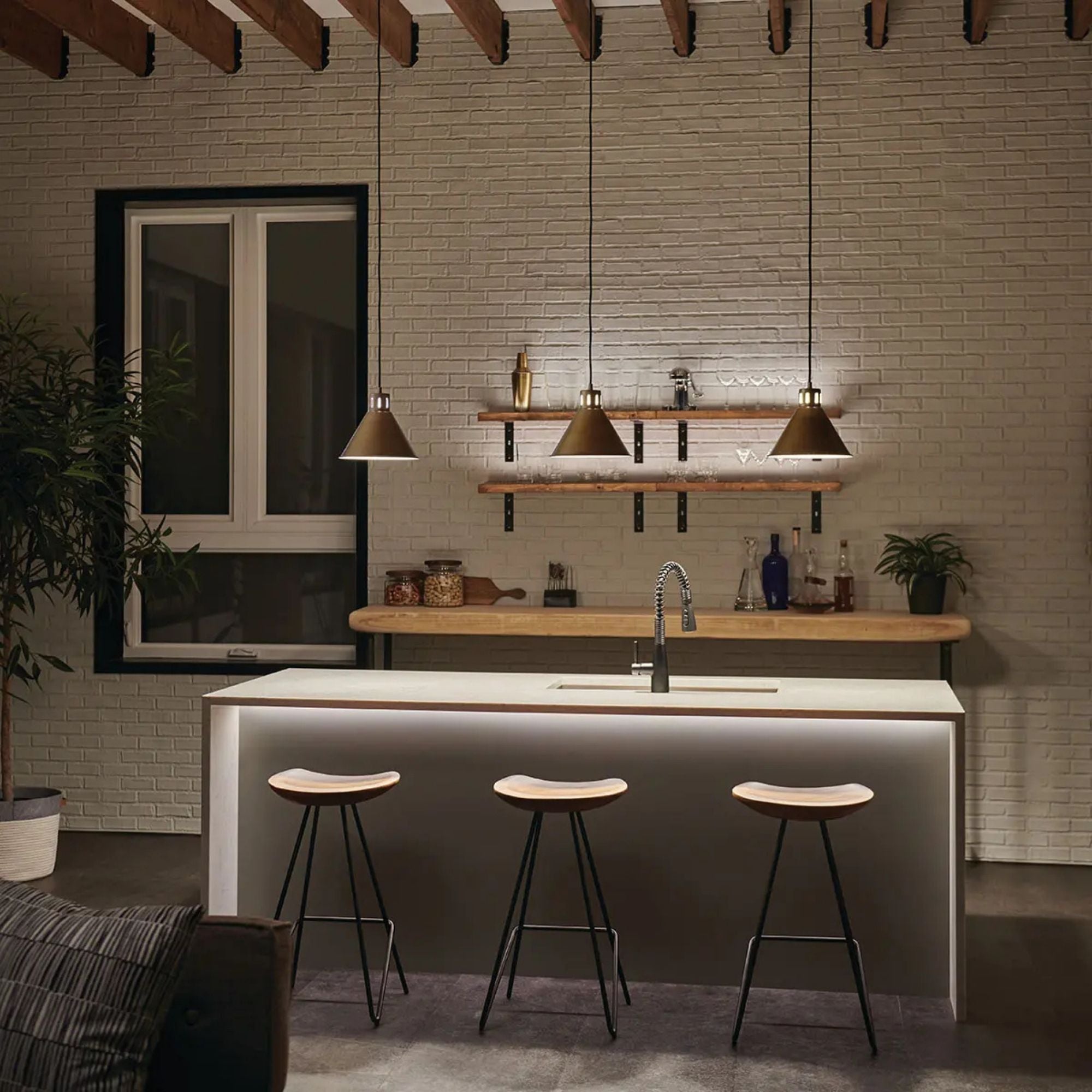 Kichler Lighting - Zailey 11" Cone Pendant, Natural Brass Finish | Bees Lighting