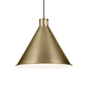 Zailey 16" Cone Pendant, Natural Brass Finish
