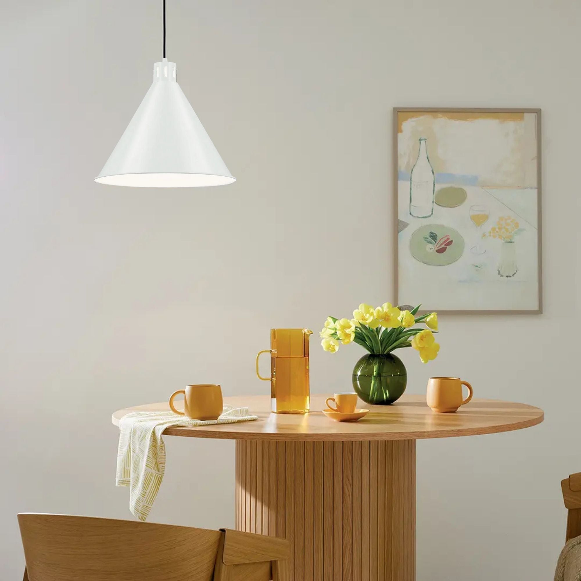 Zailey 16" Cone Pendant, White Finish