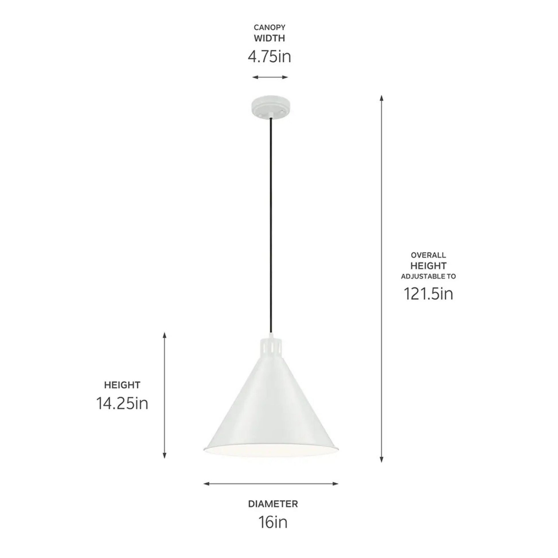 Kichler Lighting - Zailey 16" Cone Pendant, White Finish | Bees Lighting