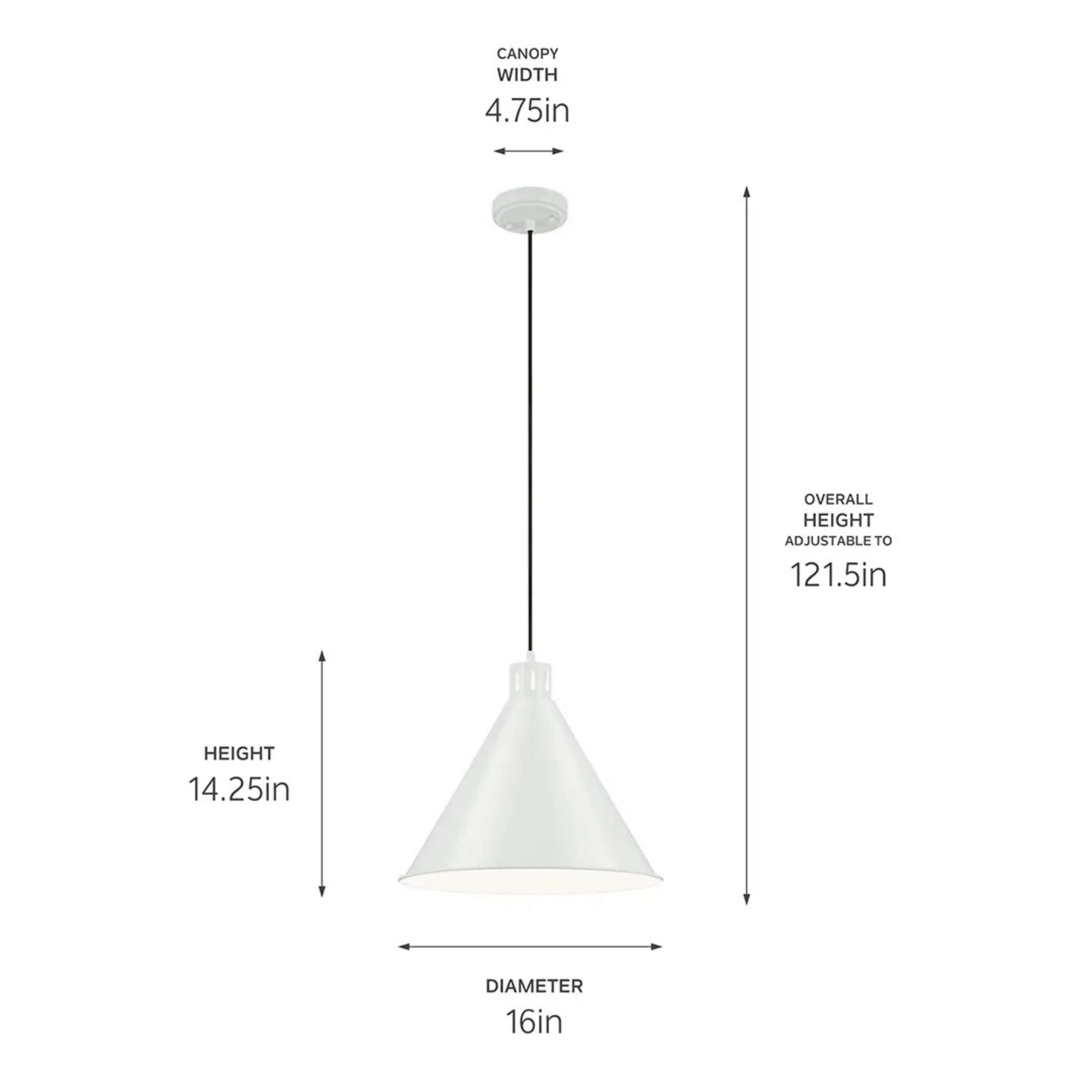 Kichler Lighting - Zailey 16" Cone Pendant, White Finish | Bees Lighting