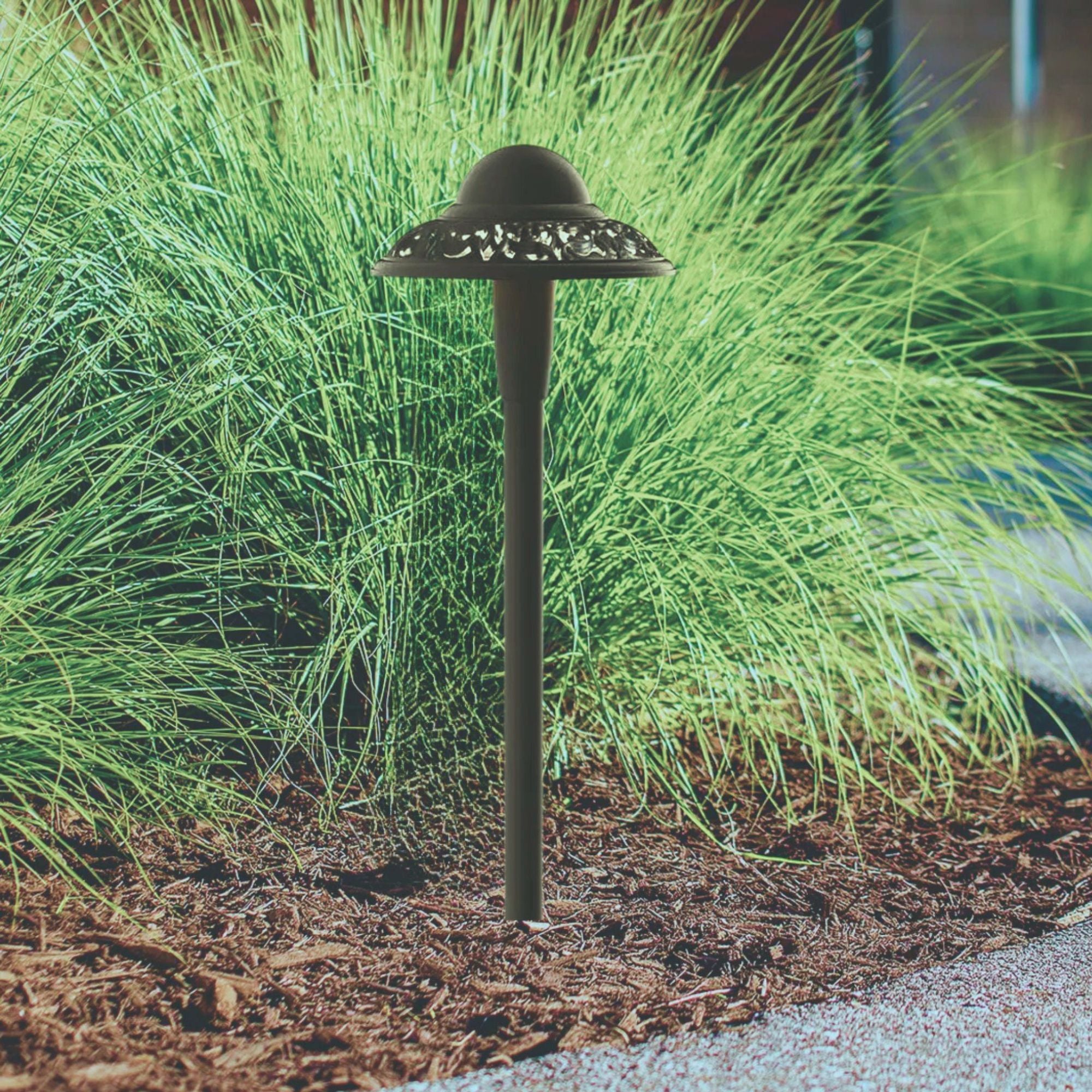 Kichler Pierced Dome 22.25" 3000K LED Integrated Path Light in Textured Architectural Bronze