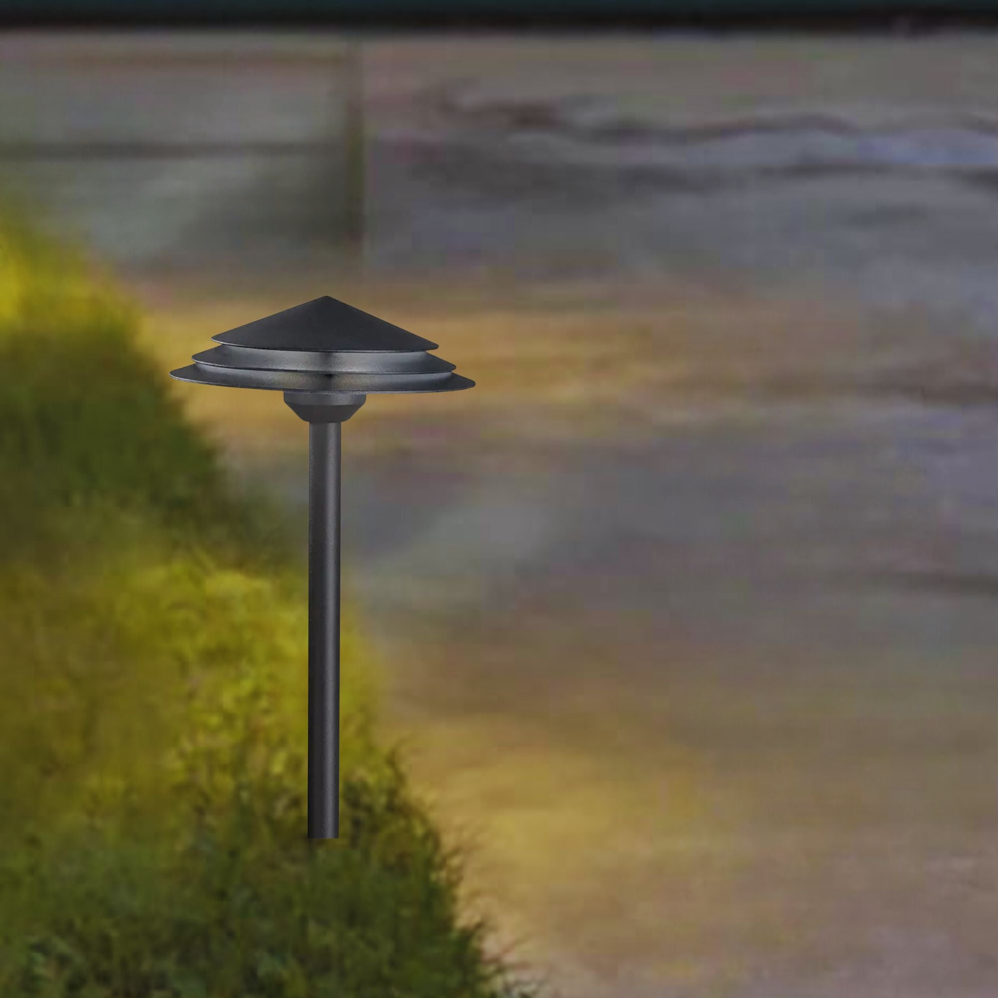 Kichler Round Tiered 21″ LED Path Light in Textured Black