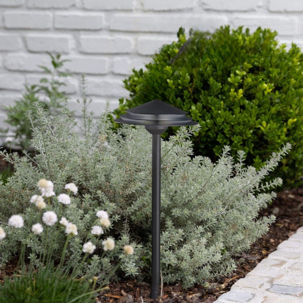 Kichler Round Tiered 21″ 3000K LED Integrated Path Light in Textured Black