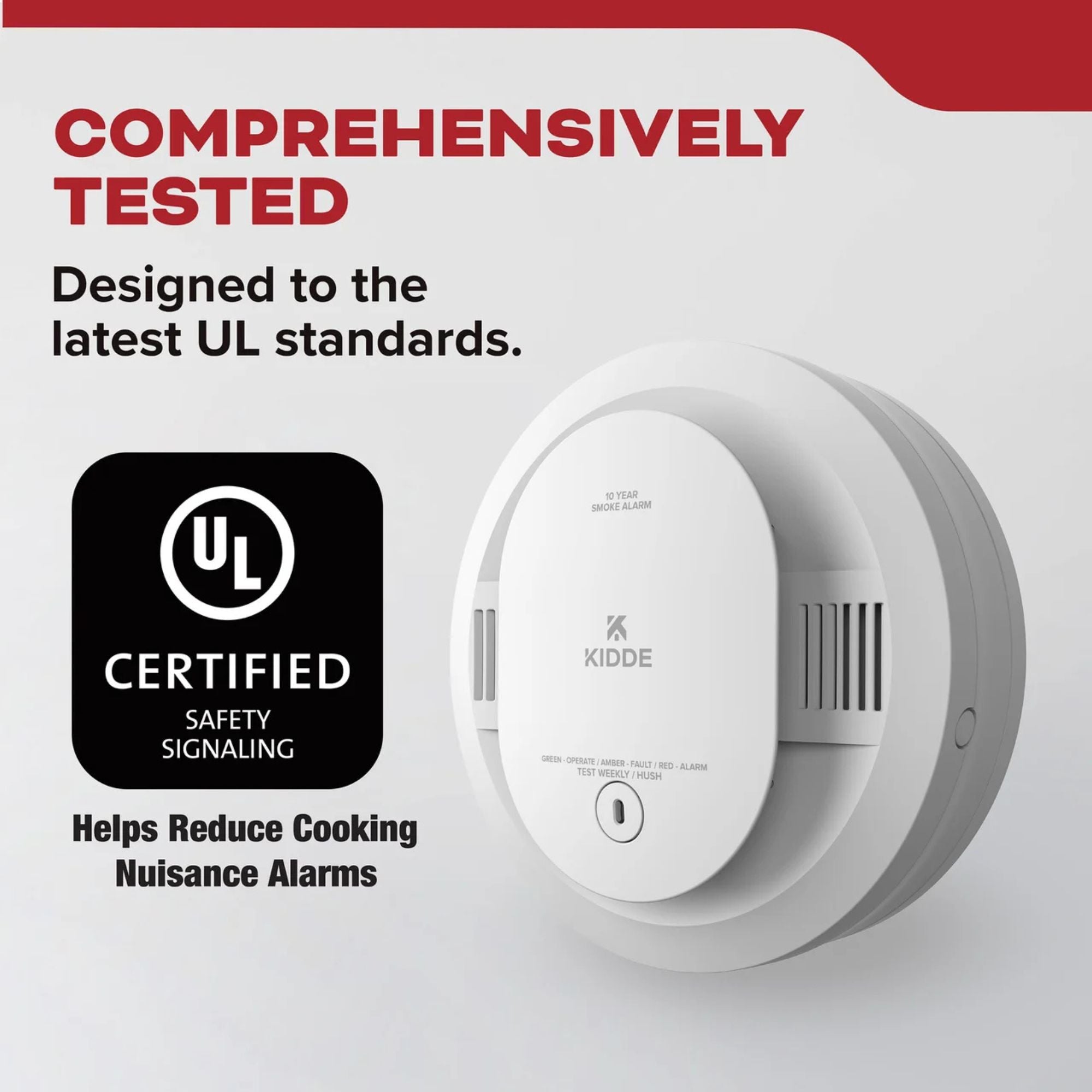 Kidde 20SD10-V Detect Smoke Alarm, 10-Year Battery, Photoelectric Sensor, Voice Alerts