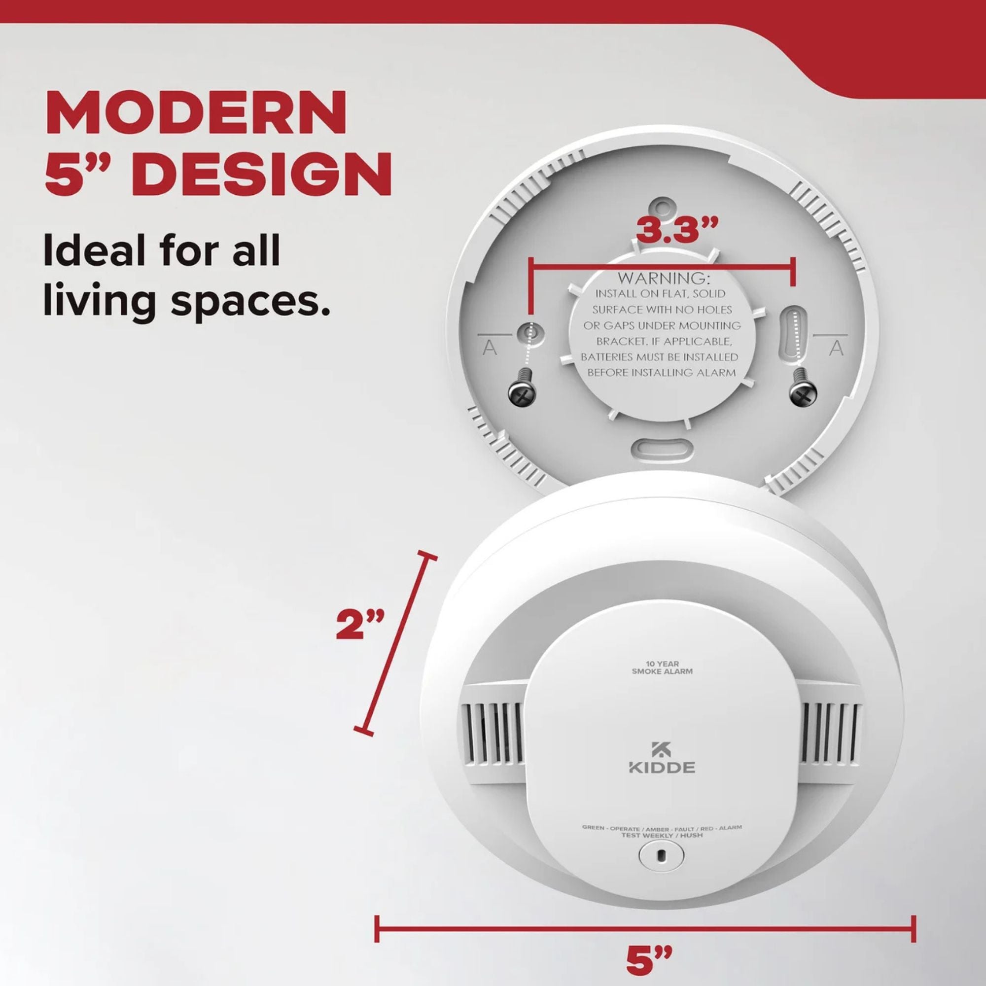 Kidde 20SD10-V Detect Smoke Alarm, 10-Year Battery, Photoelectric Sensor, Voice Alerts