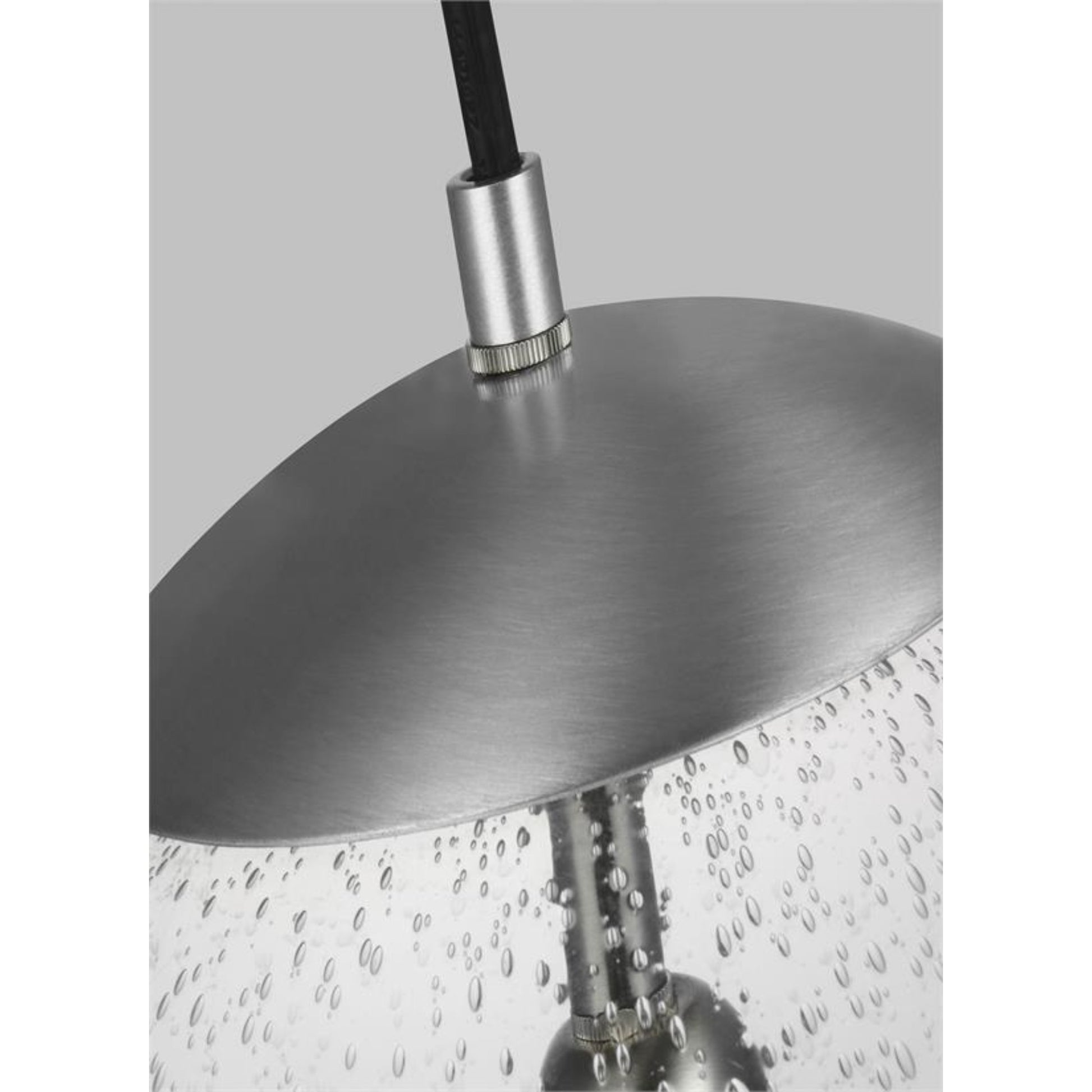 Leo Hanging Globe 14" LED X-Large Pendant, Satin Aluminum Finish with Clear Seeded Glass - Bees Lighting