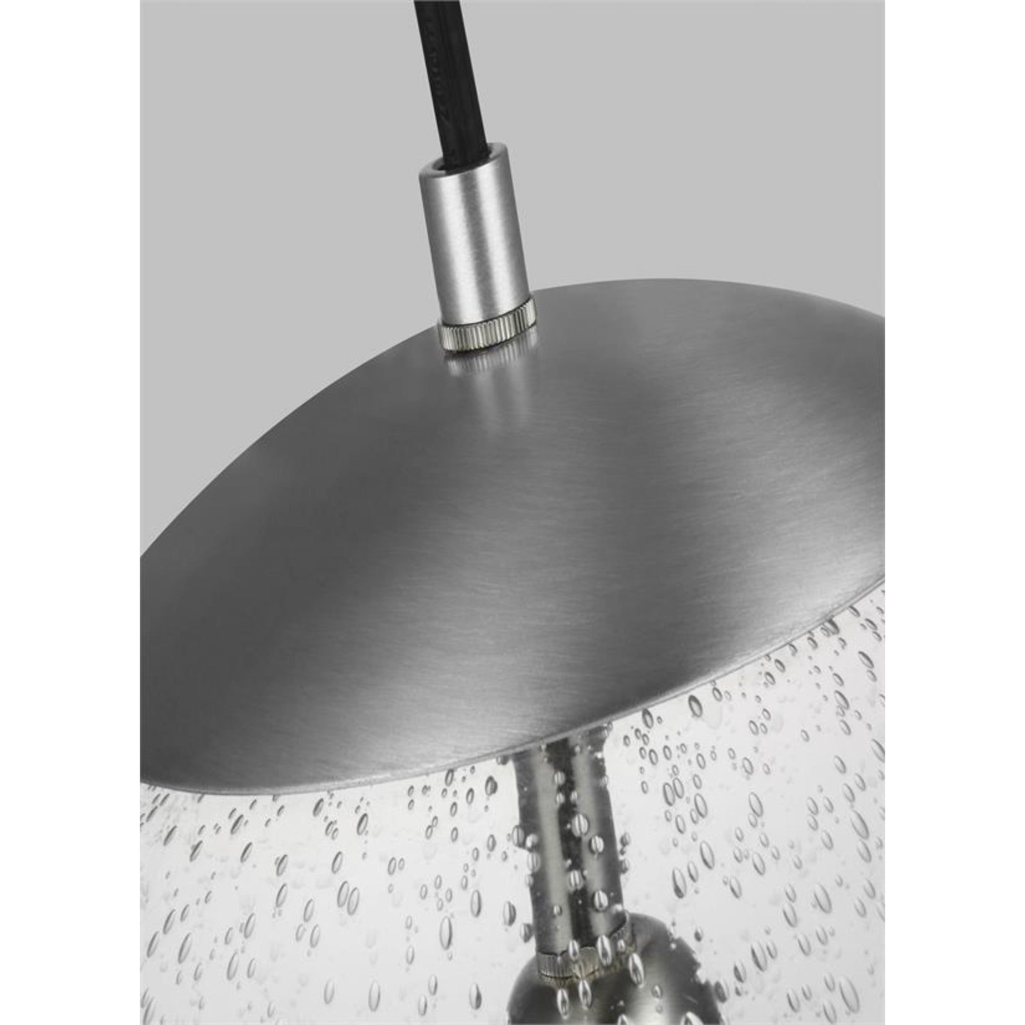 Leo Hanging Globe 14" LED X-Large Pendant, Satin Aluminum Finish with Clear Seeded Glass - Bees Lighting